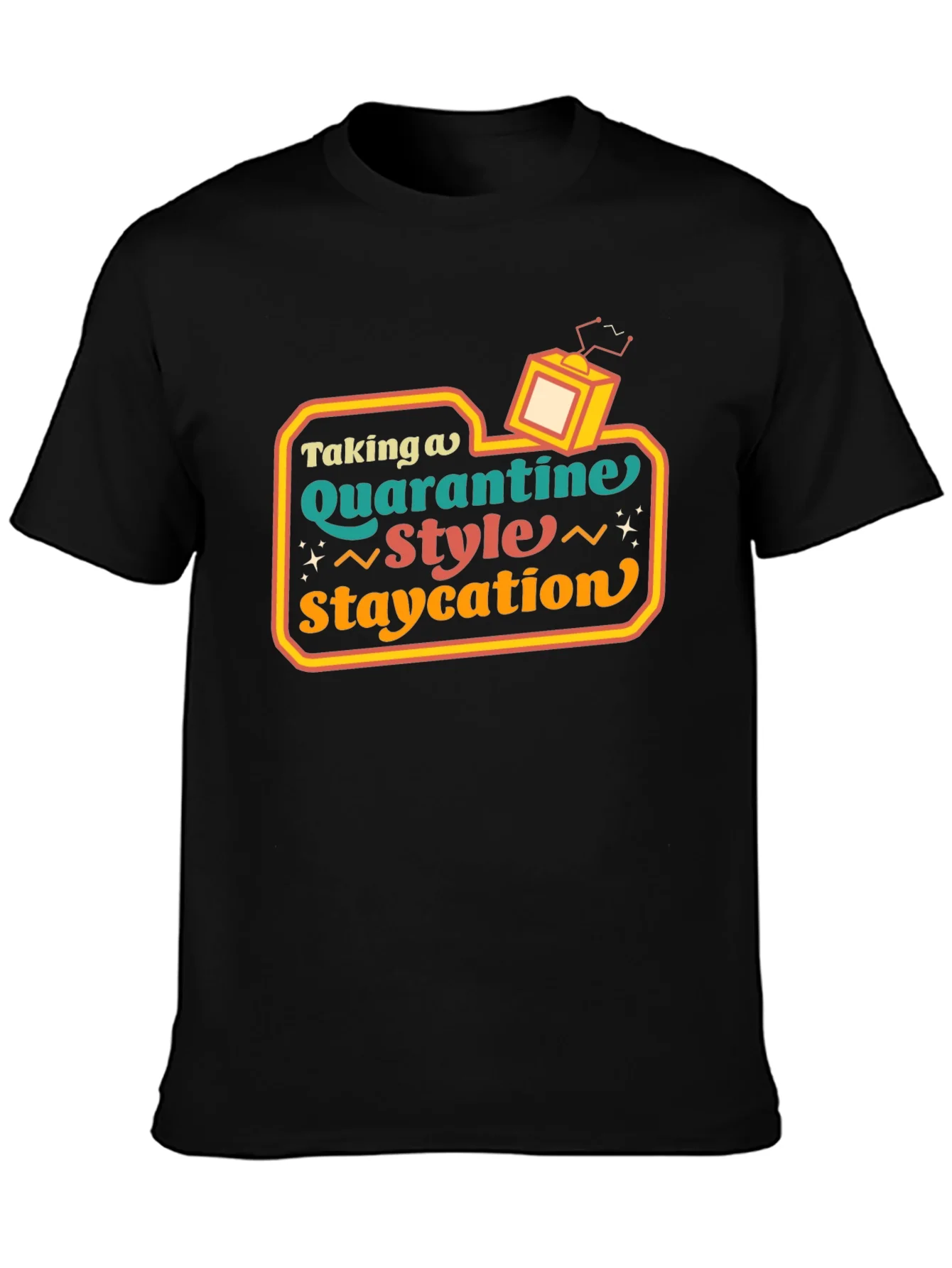 Camiseta Staycation Estilo Retro para Cuarentena