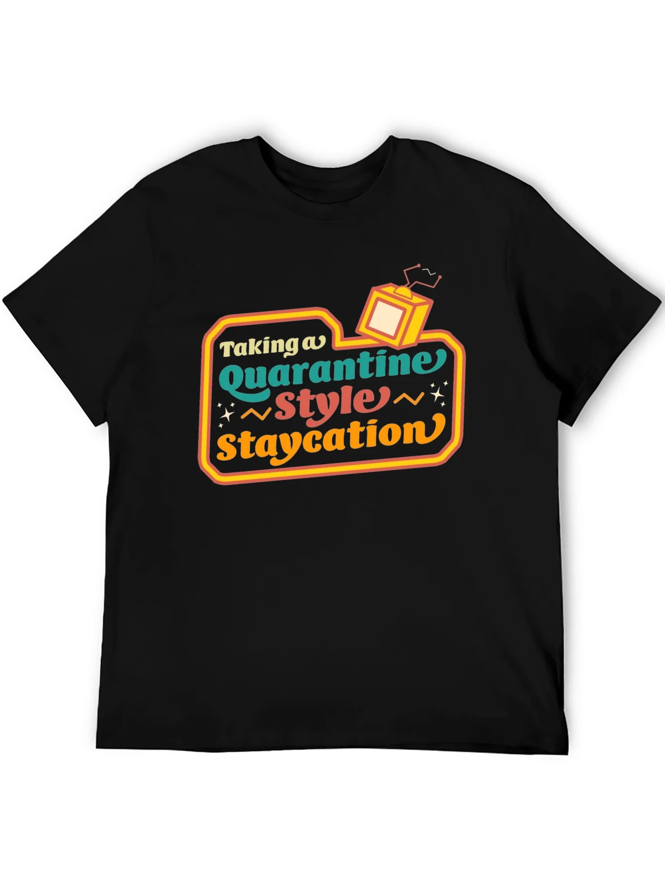 Camiseta Staycation Estilo Retro para Cuarentena