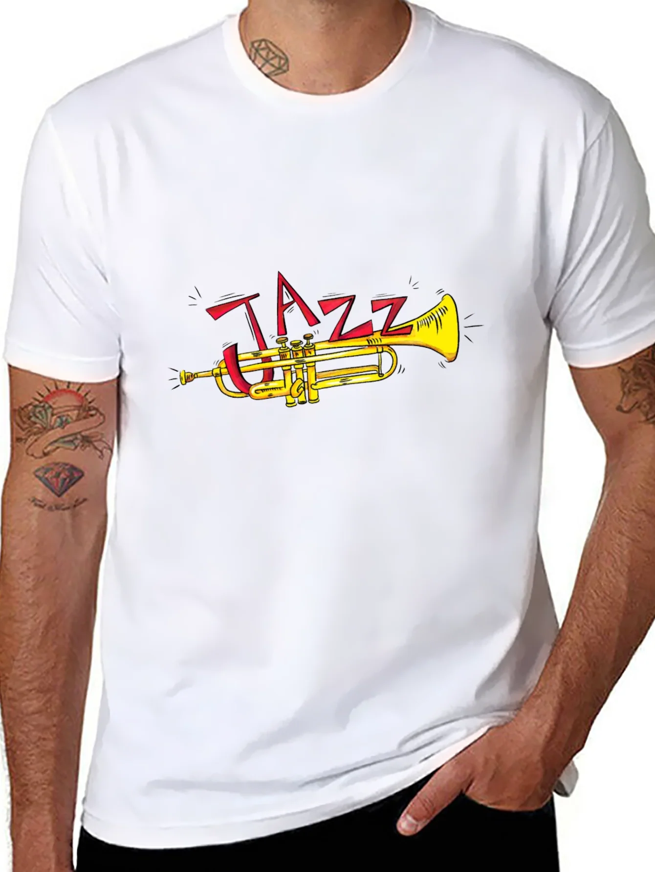Camiseta Negra Dise?o Jazz Trompeta