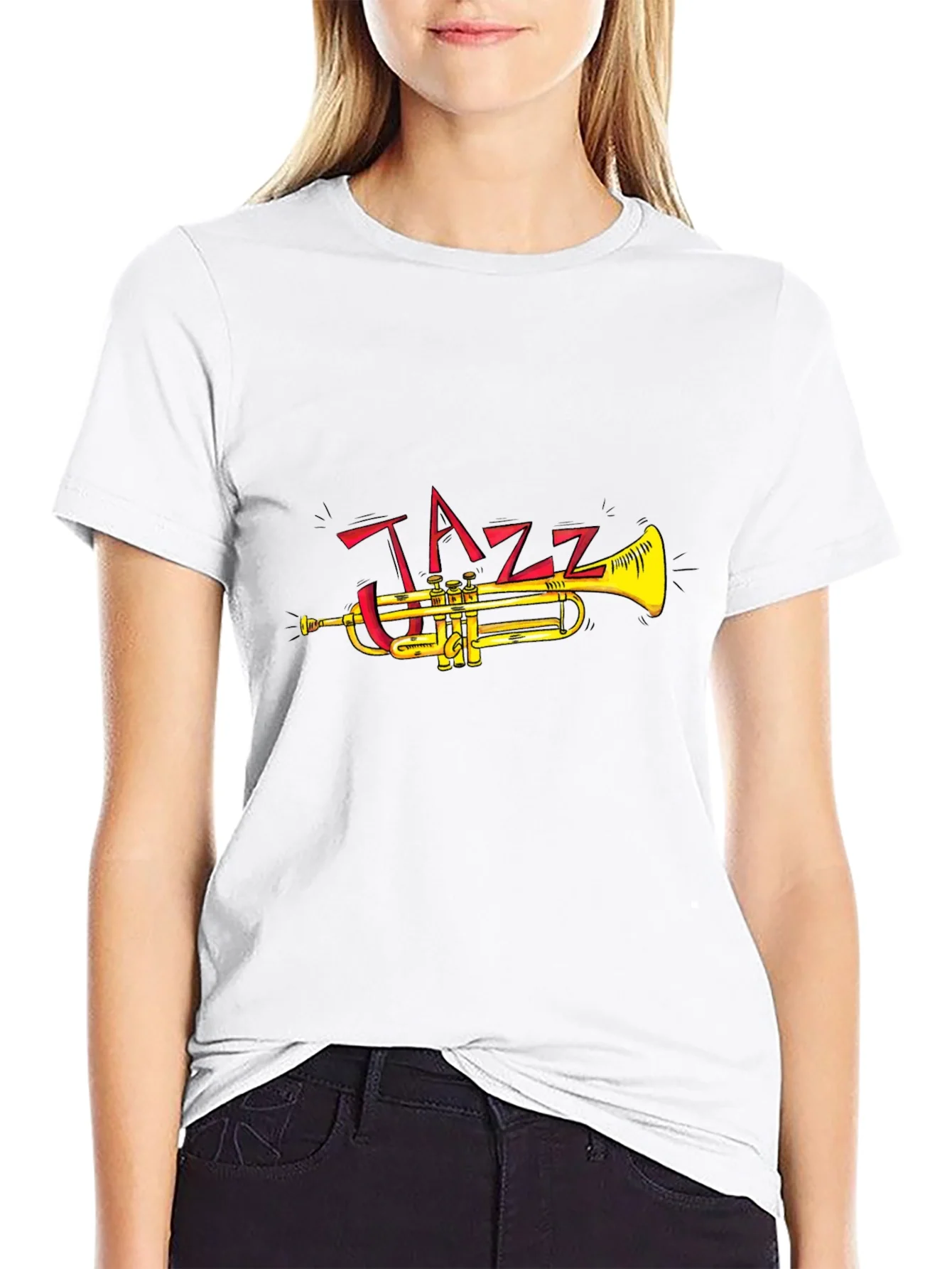 Camiseta Negra Dise?o Jazz Trompeta