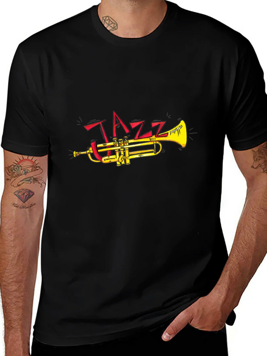 Camiseta Negra Dise?o Jazz Trompeta