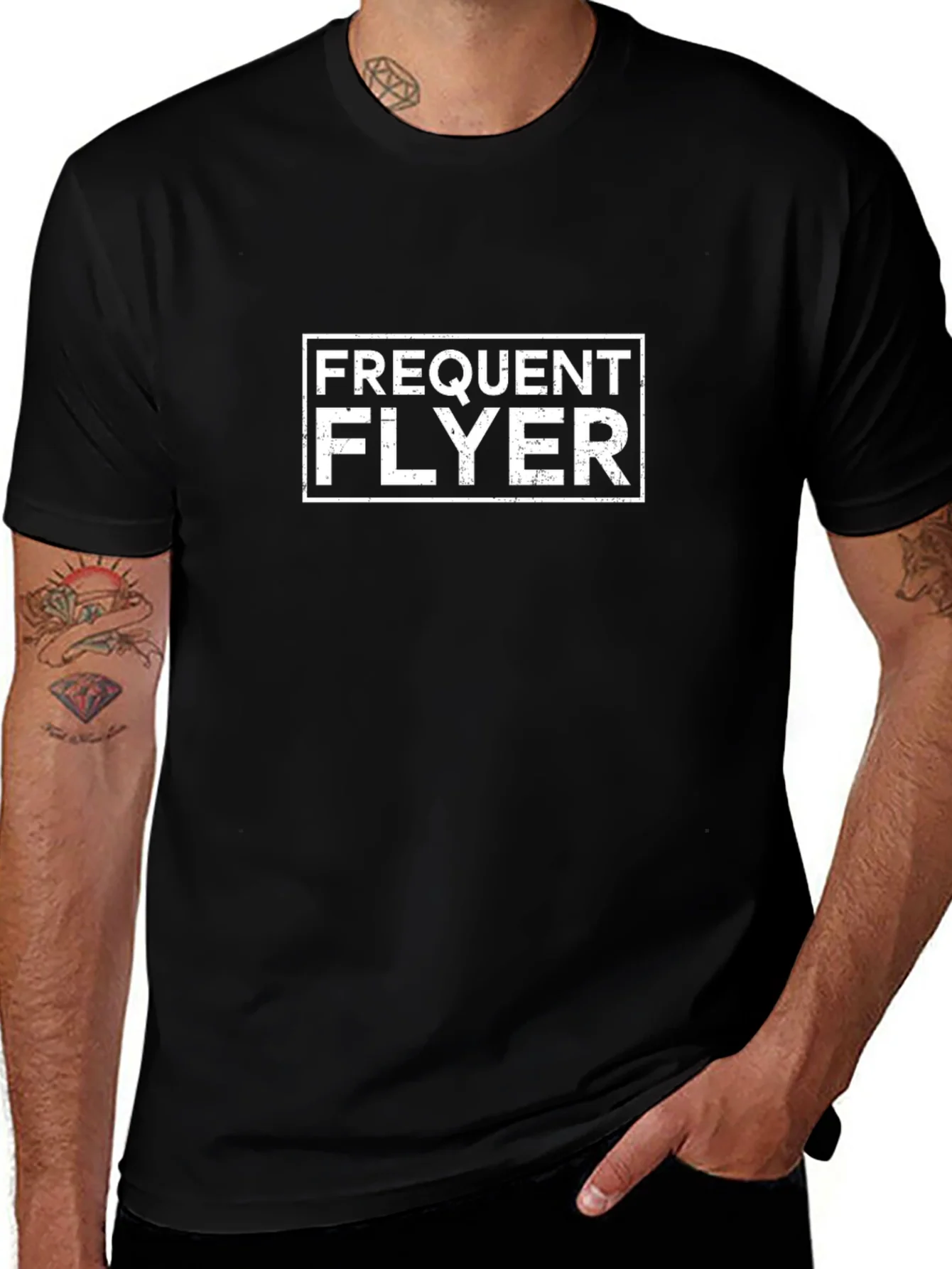 Camiseta Negra Frequent Flyer para Viajeros Frecuentes