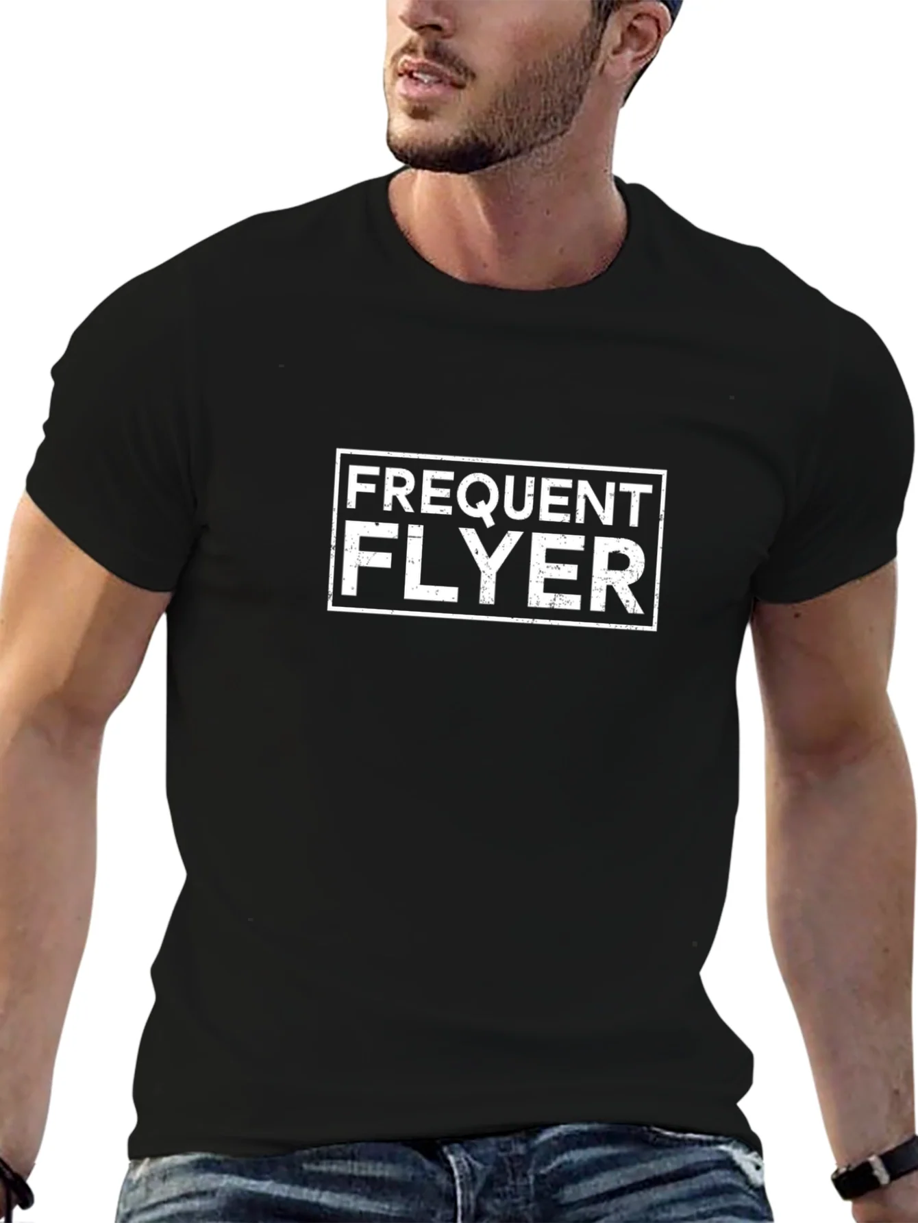 Camiseta Negra Frequent Flyer para Viajeros Frecuentes