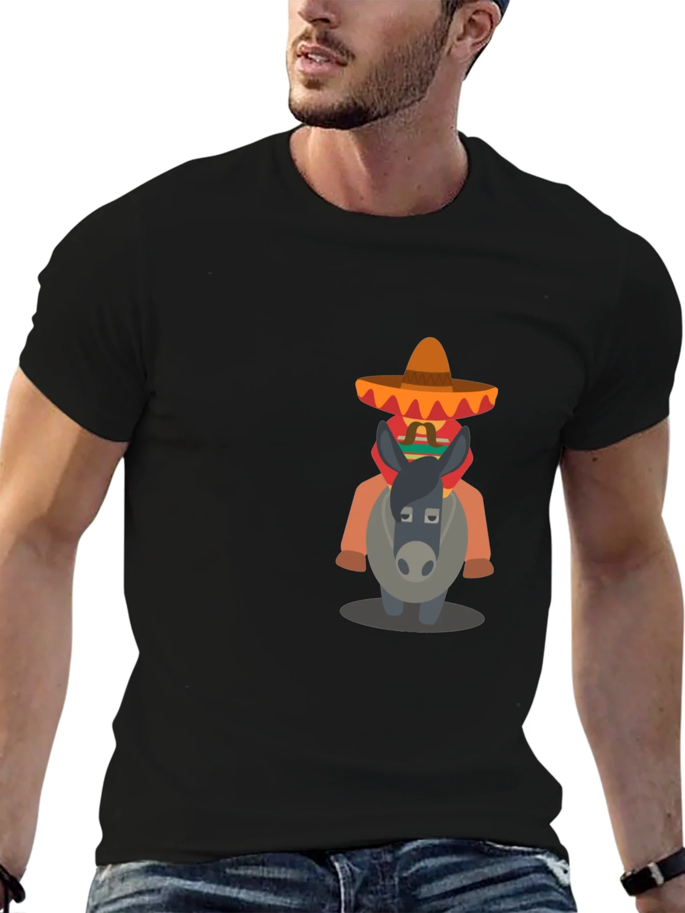 Camiseta Negra con Dise?o de Burrito Mexicano