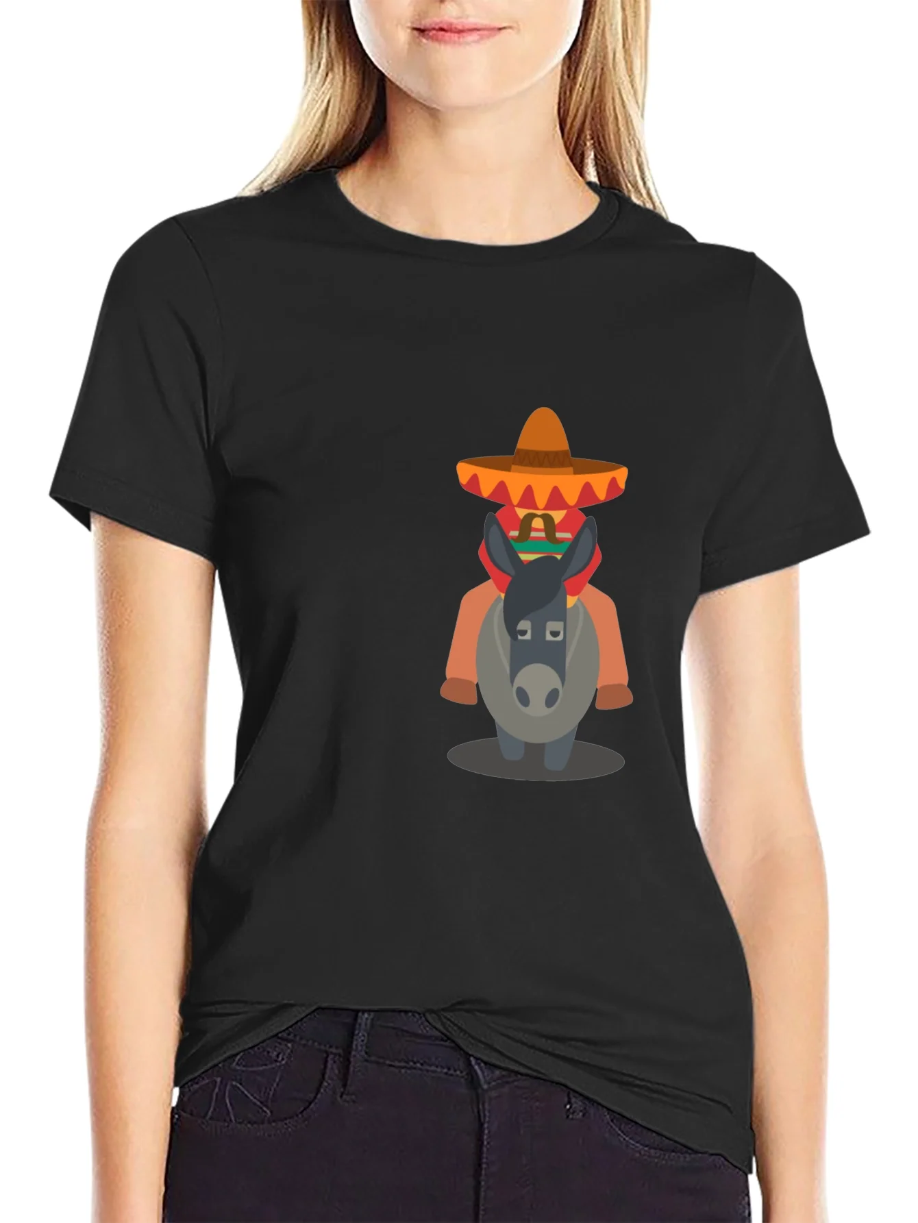 Camiseta Negra con Dise?o de Burrito Mexicano