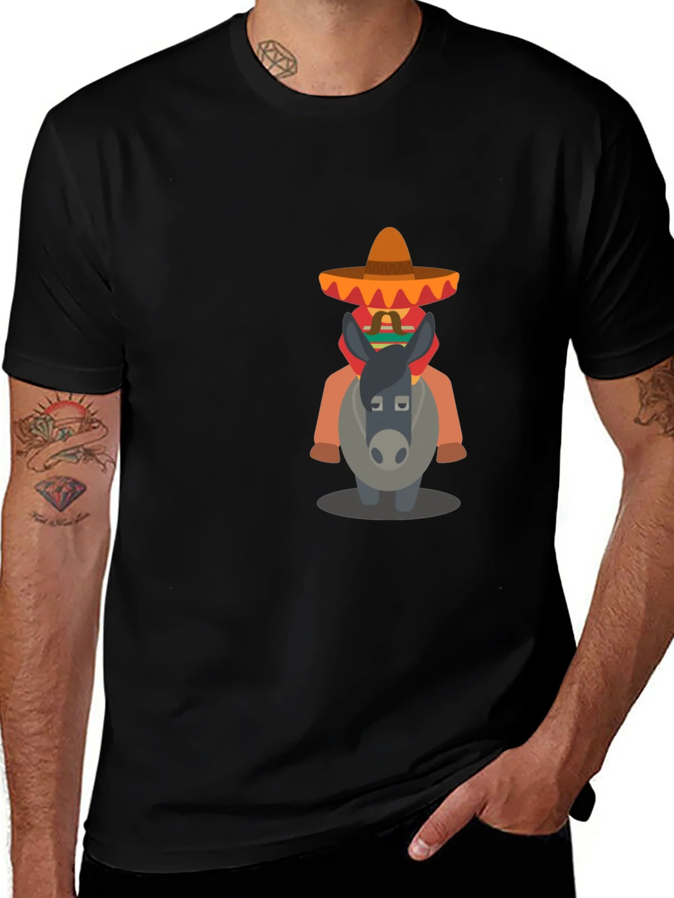 Camiseta Negra con Dise?o de Burrito Mexicano