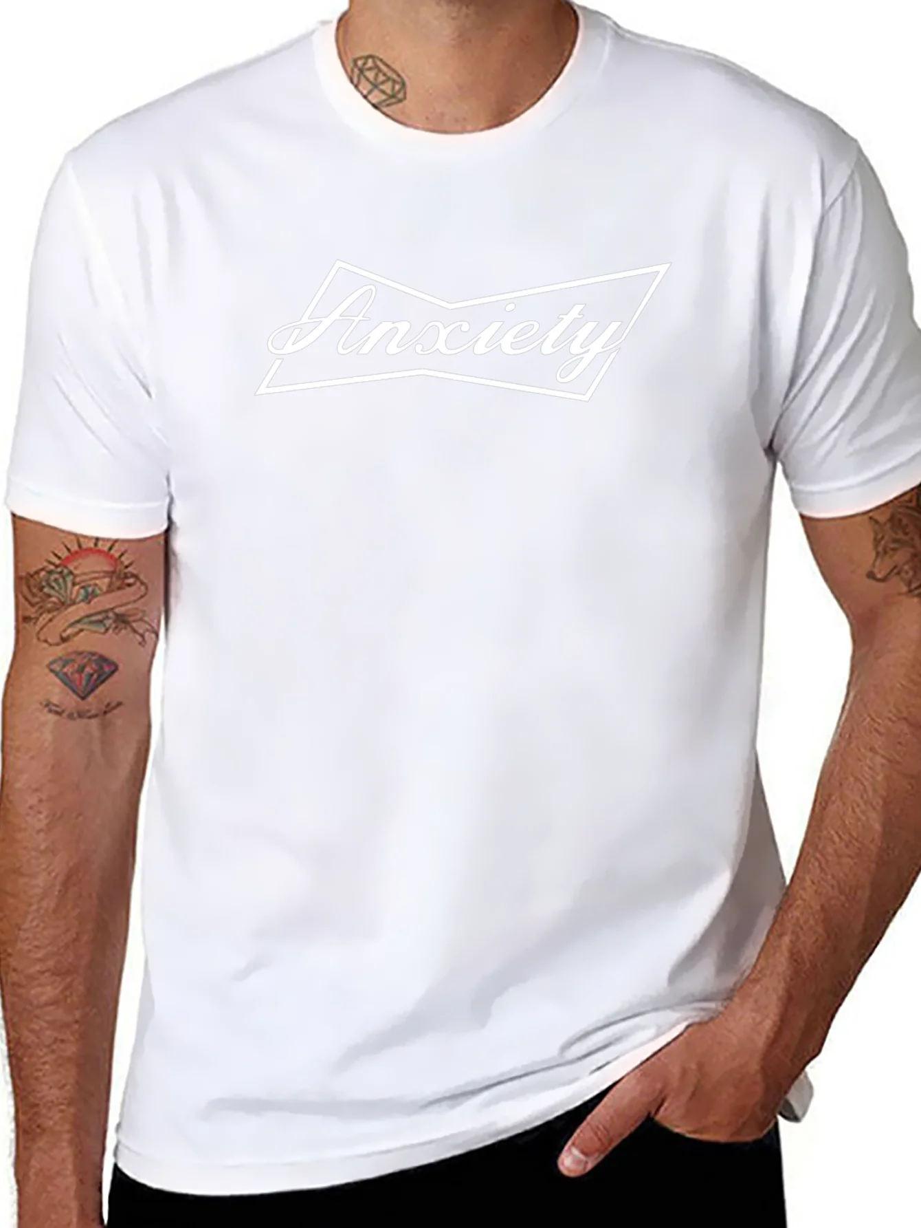 Rebbecca Anxiety Graphic T-Shirt - Black Crew Neck Tee