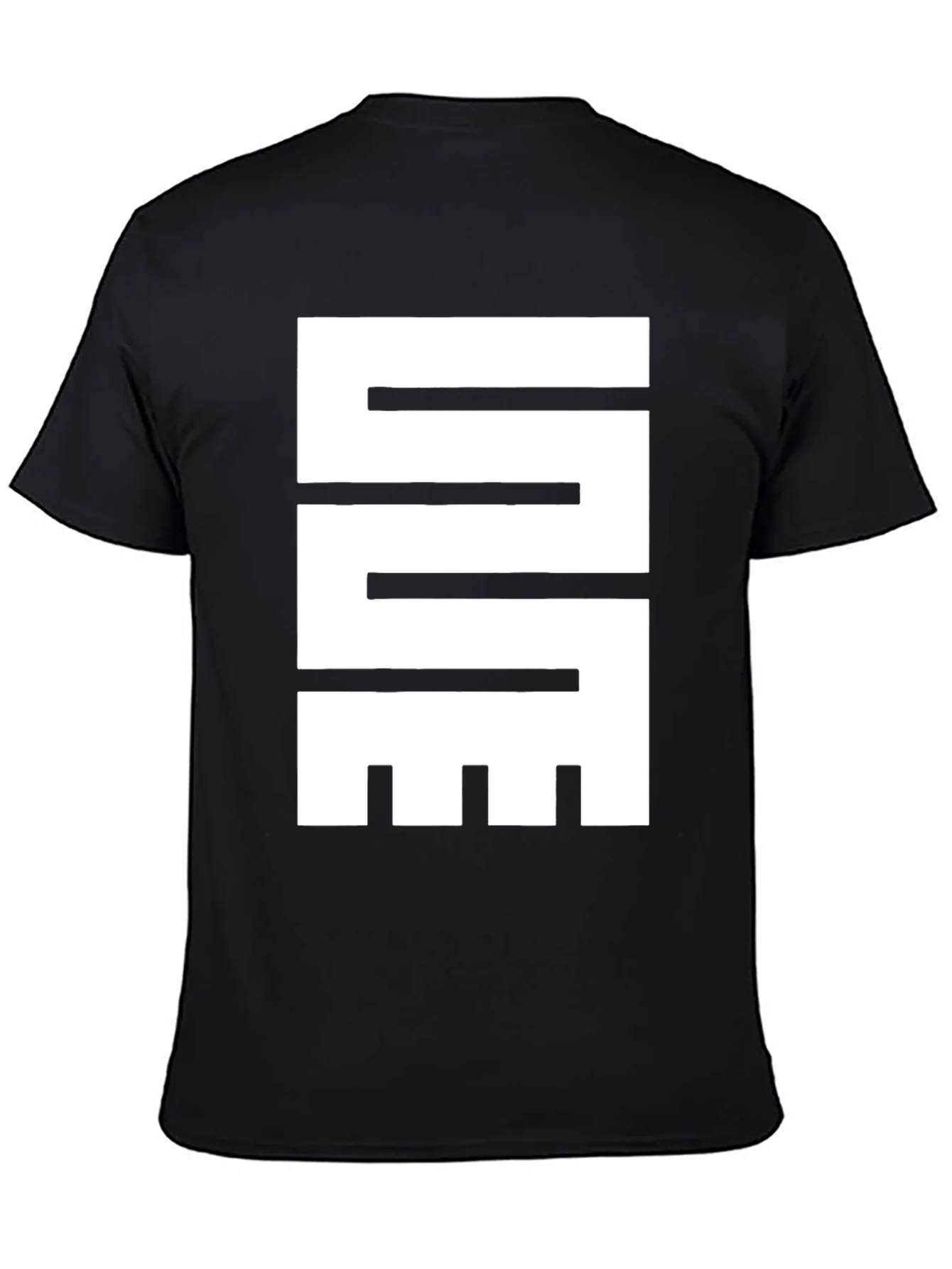 Camiseta Negra con Dise?o Gr¨¢fico Abstracto en Blanco