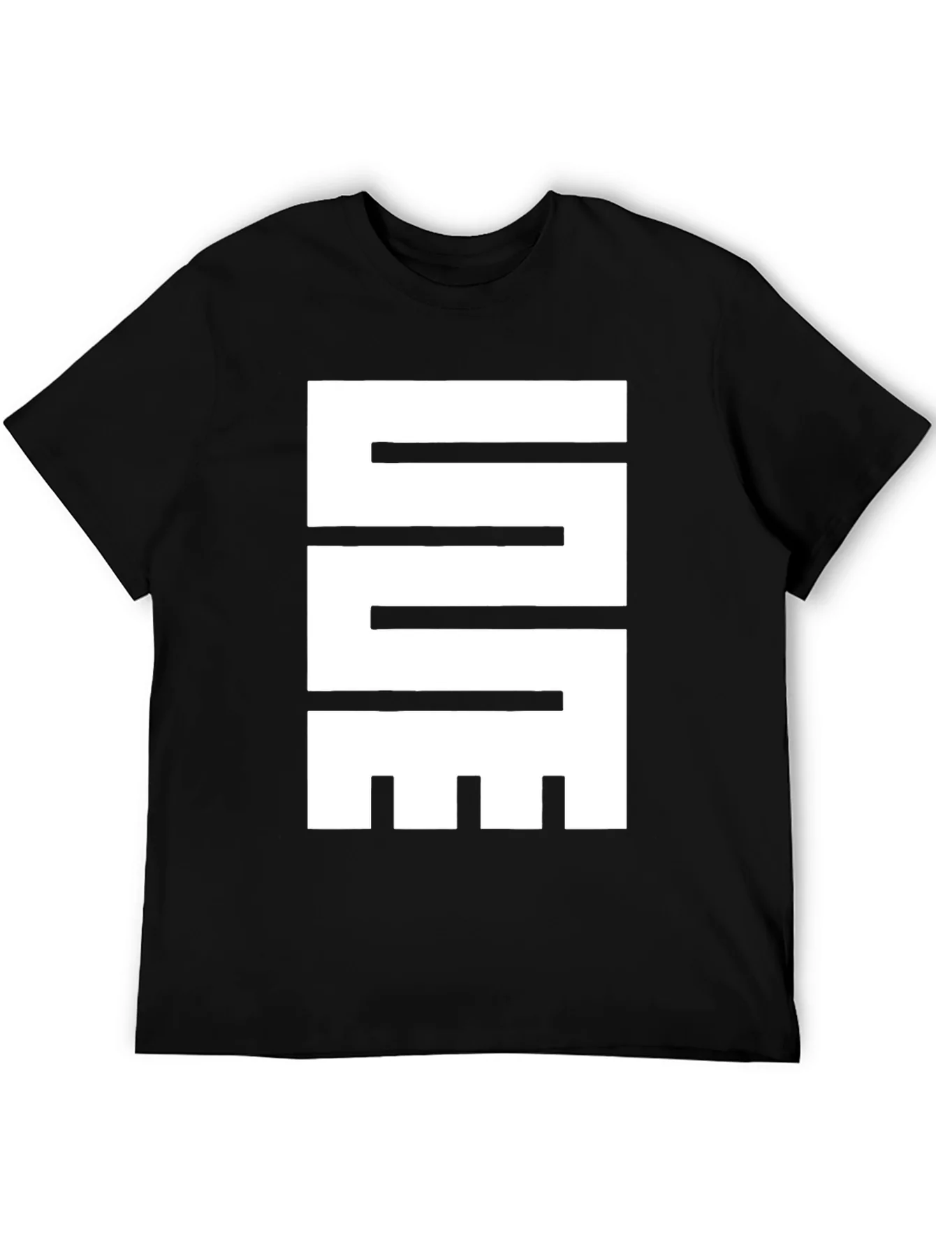 Camiseta Negra con Dise?o Gr¨¢fico Abstracto en Blanco
