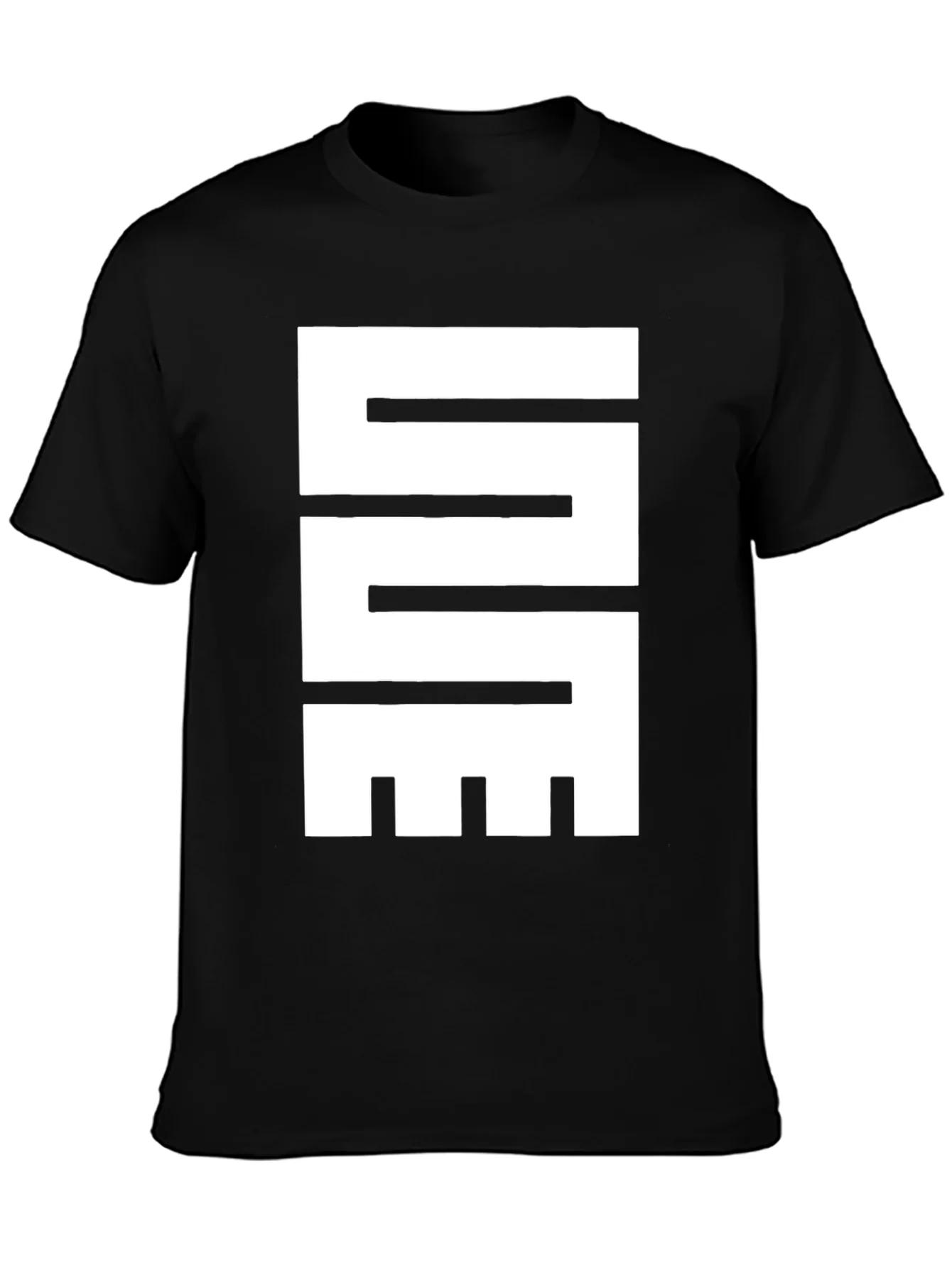 Camiseta Negra con Dise?o Gr¨¢fico Abstracto en Blanco