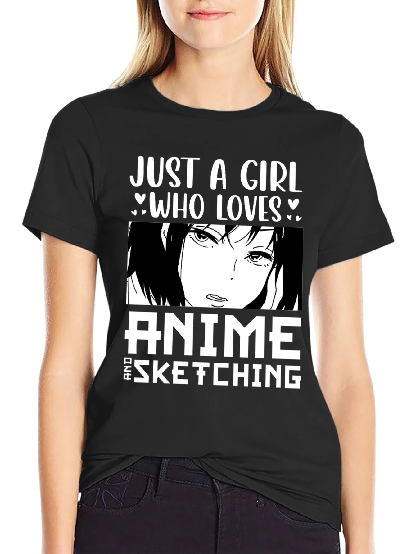 Camiseta Negra - Just a Girl Who Loves Anime
