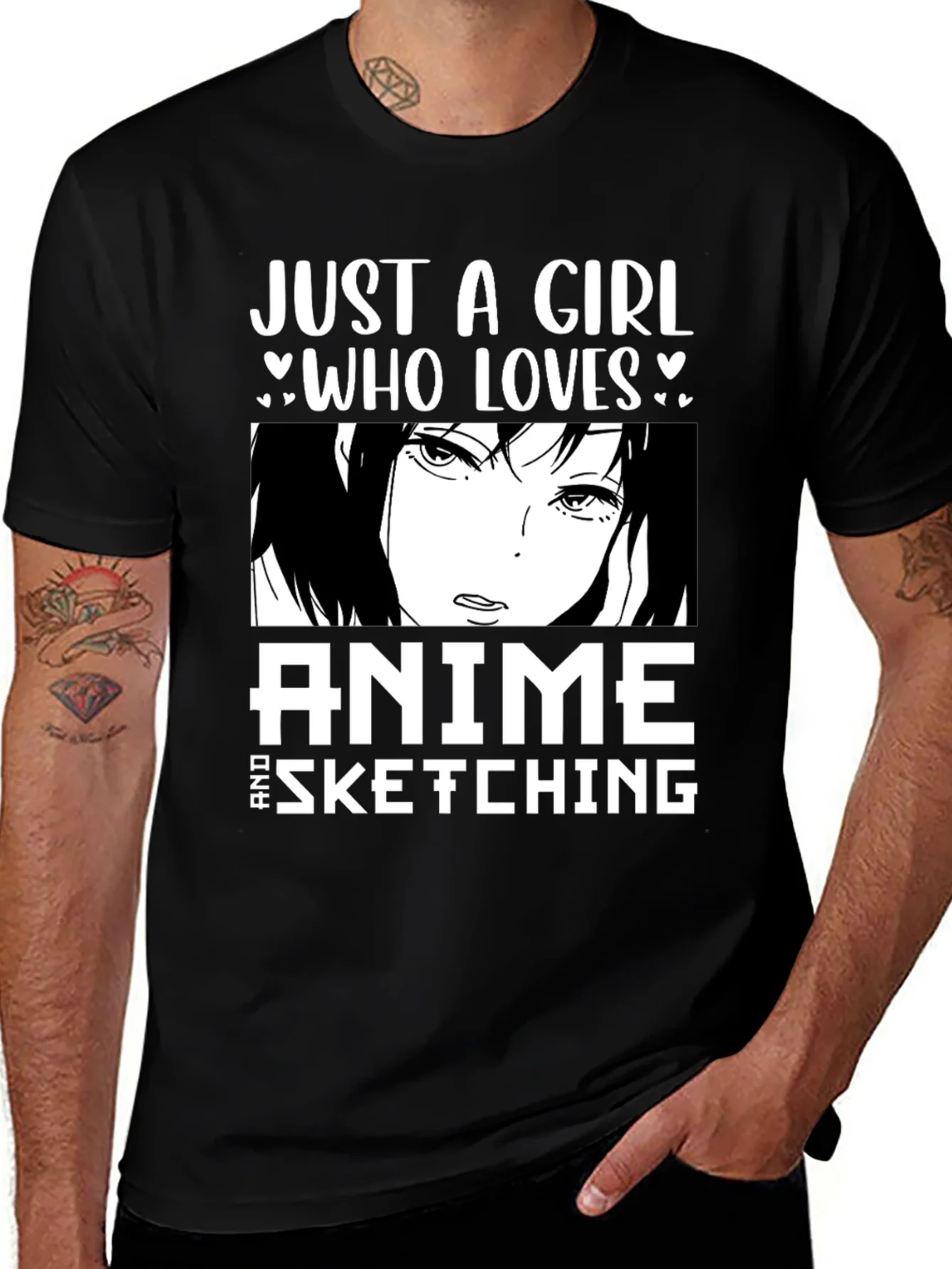 Camiseta Negra - Just a Girl Who Loves Anime