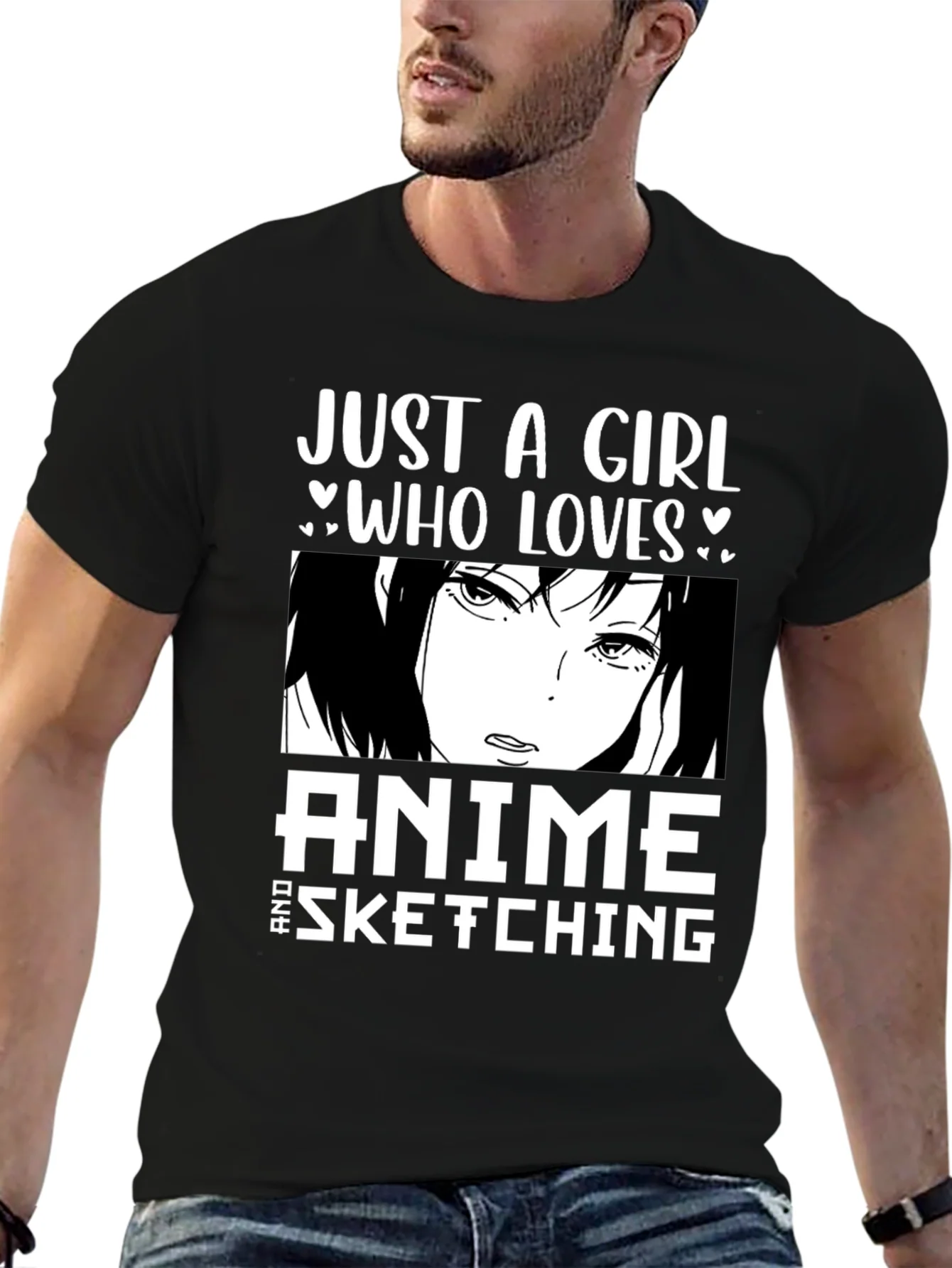 Camiseta Negra - Just a Girl Who Loves Anime