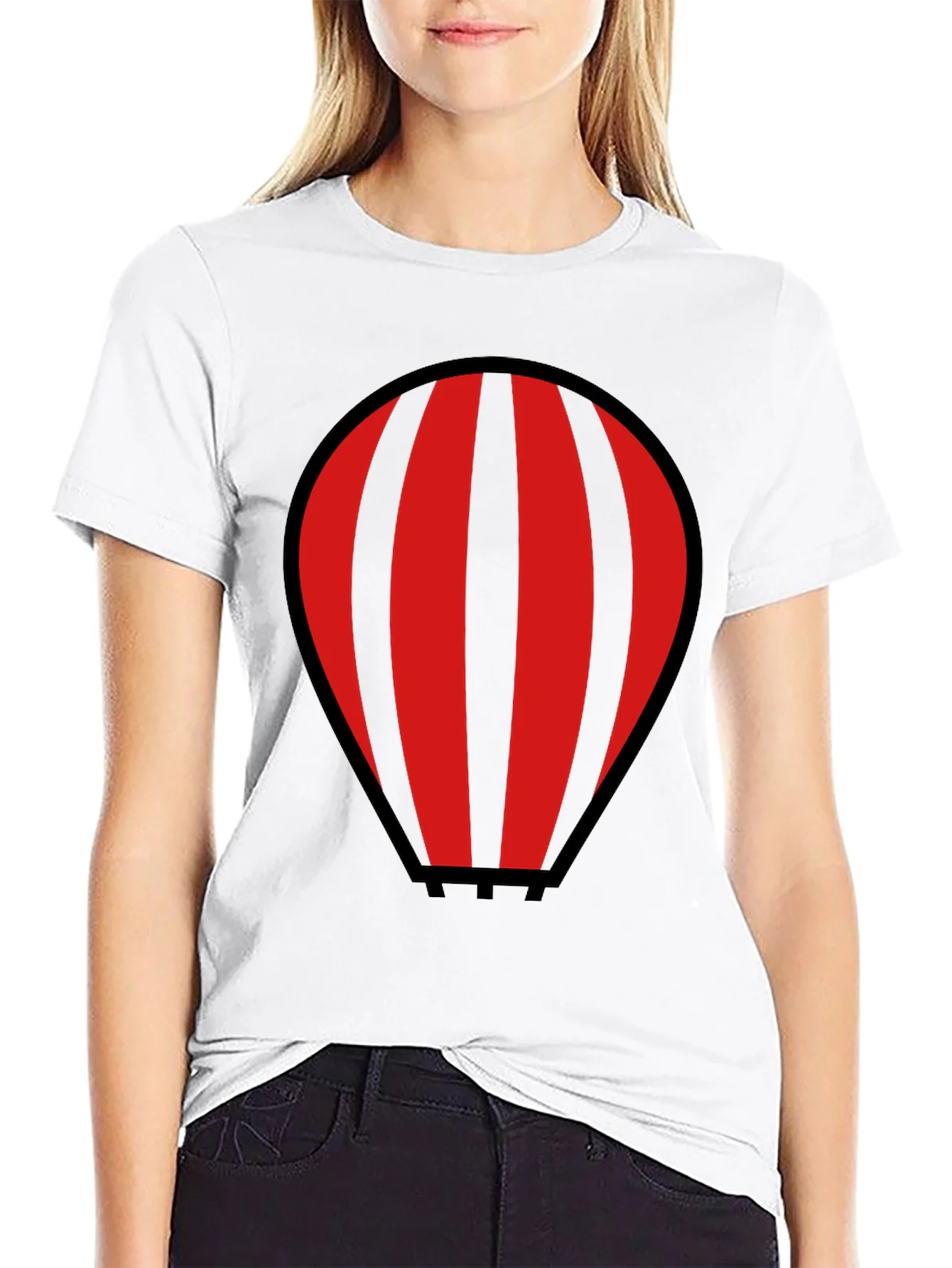 Rebbecca Striped Hot Air Balloon Graphic T-Shirt