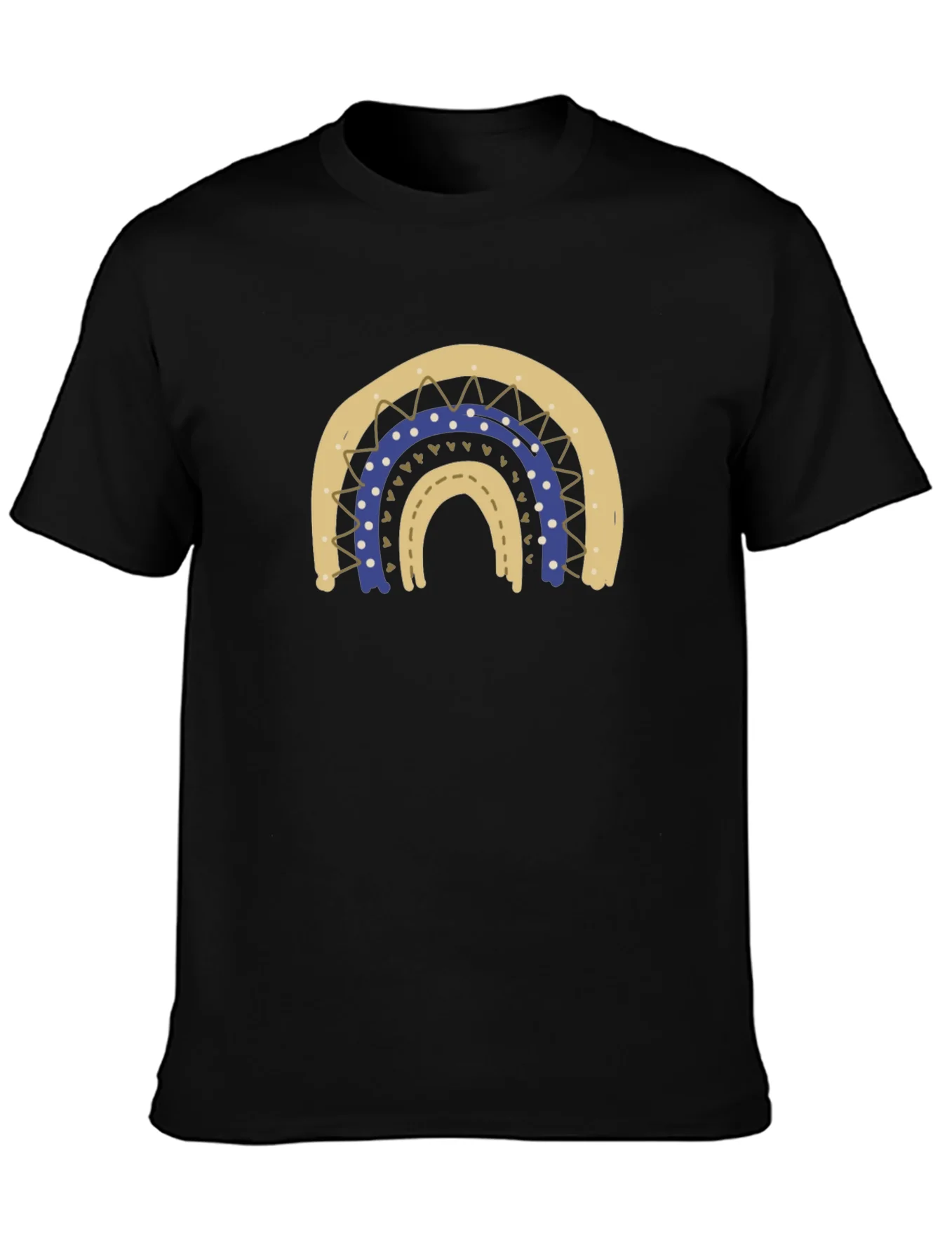 Camiseta Negra con Arco Iris Estilizado