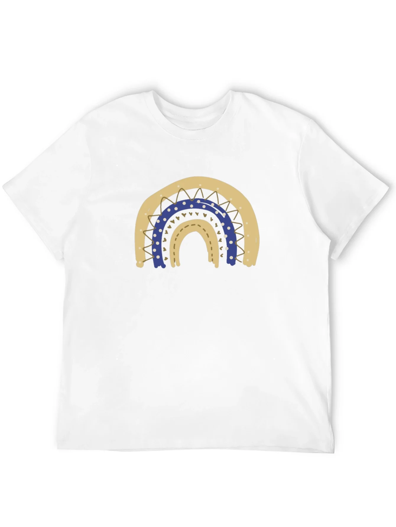 Camiseta Negra con Arco Iris Estilizado
