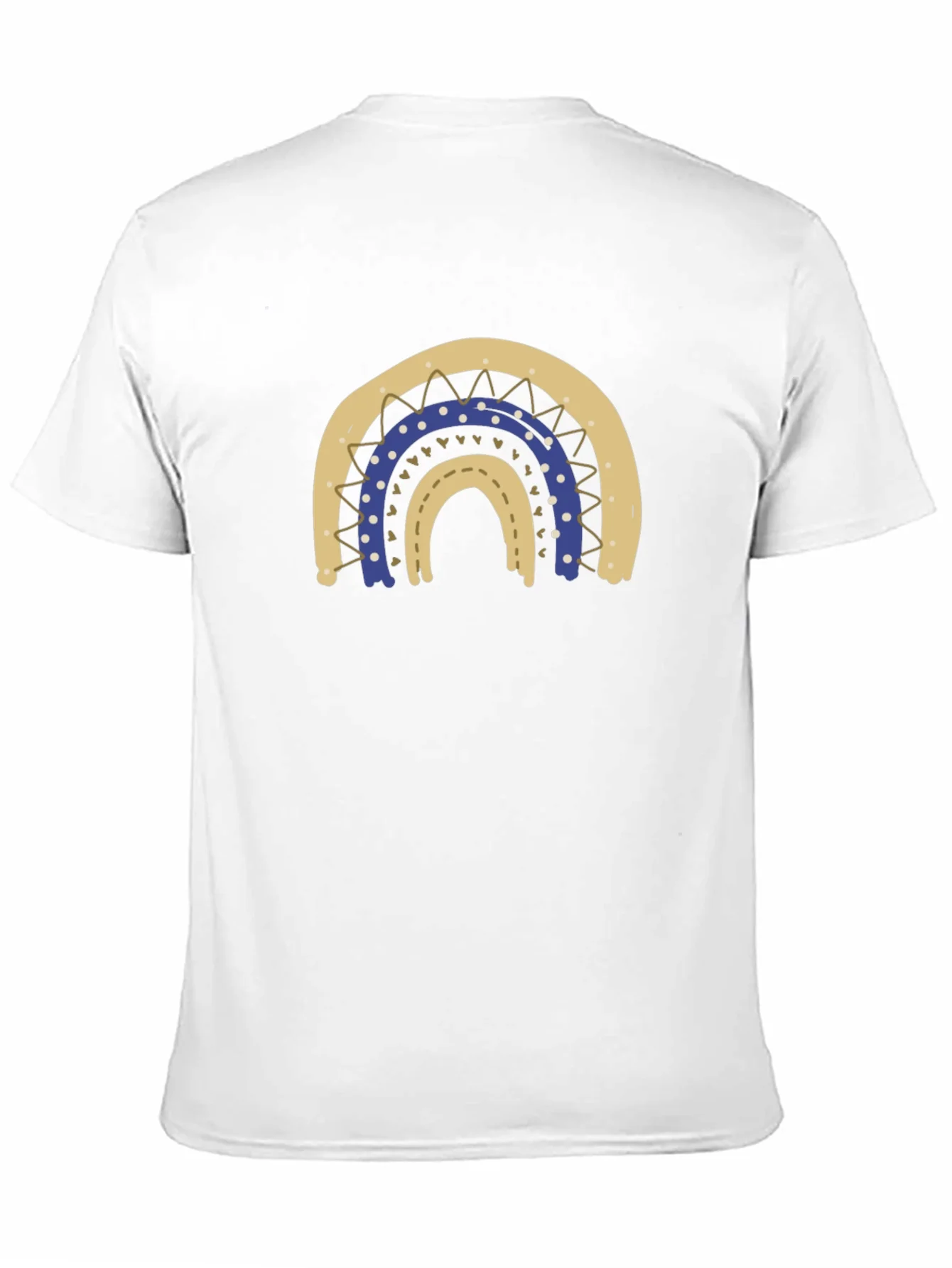 Camiseta Negra con Arco Iris Estilizado