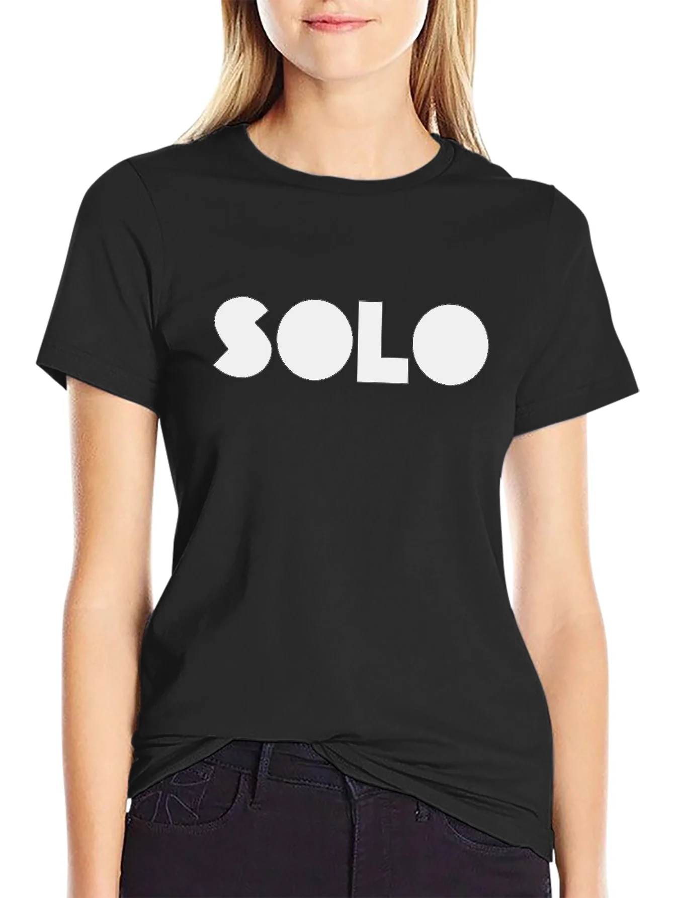 Camiseta Negra con Dise?o SOLO en Blanco