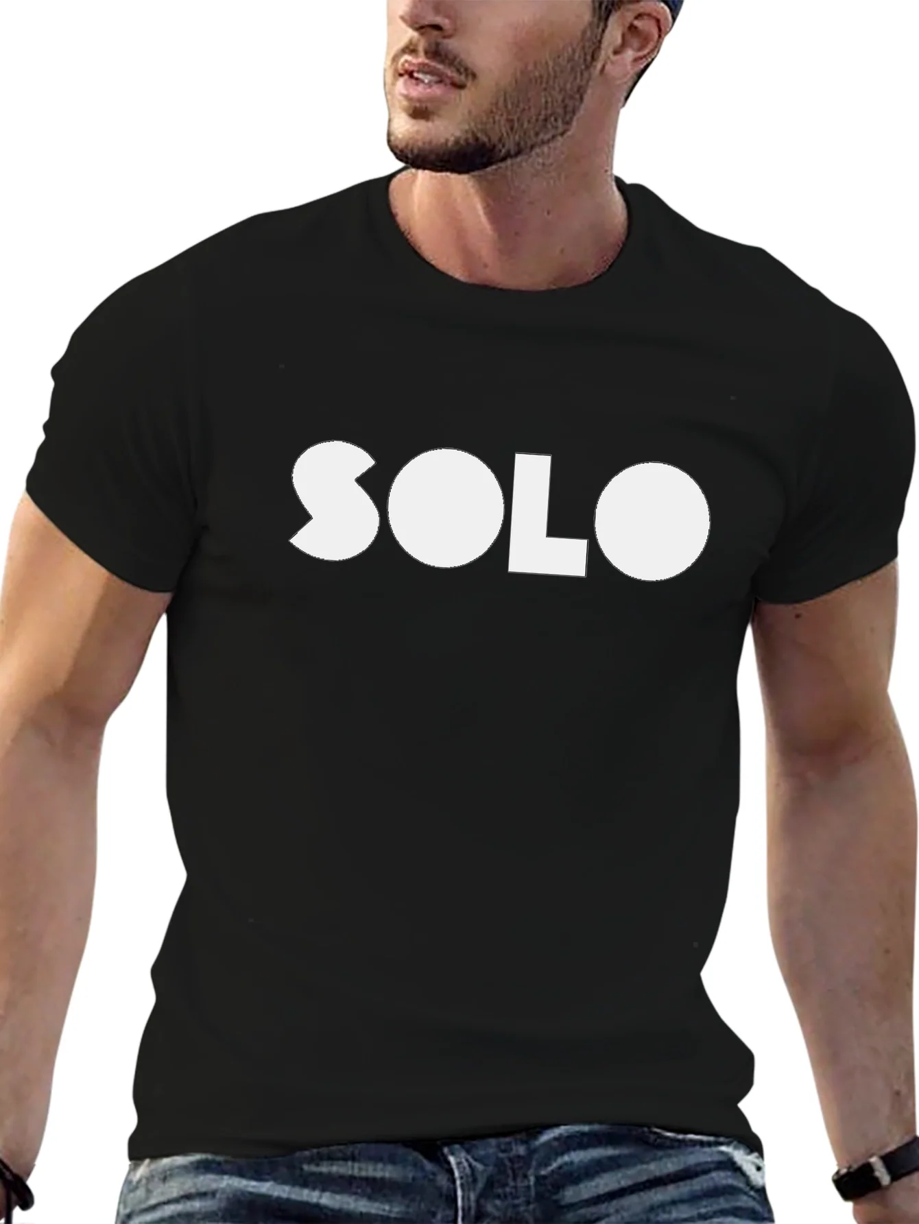 Camiseta Negra con Dise?o SOLO en Blanco