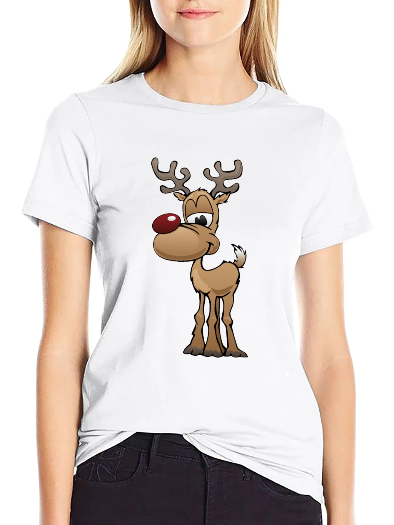 Rebbecca Festive Reindeer Graphic Tee - Holiday Fun!