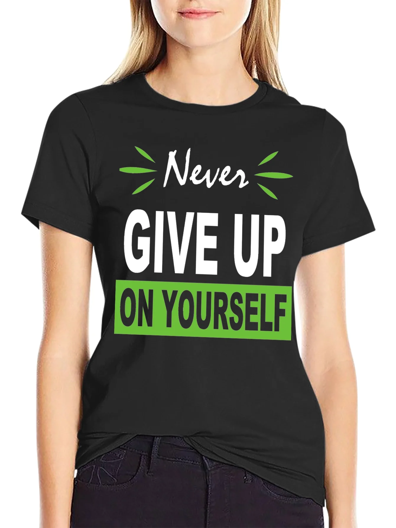 Camiseta Negra Motivacional Nunca te Rindas