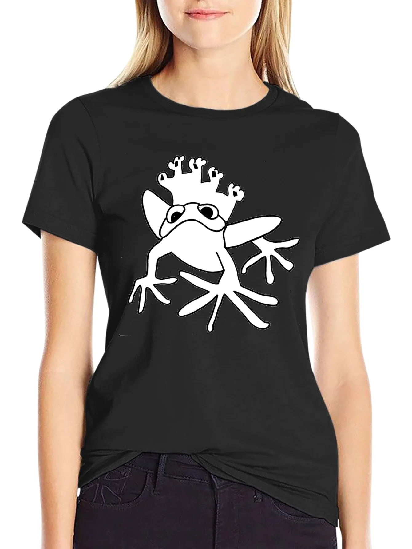 Rebbecca Frog Prince Graphic Tee - Black Cotton T-Shirt