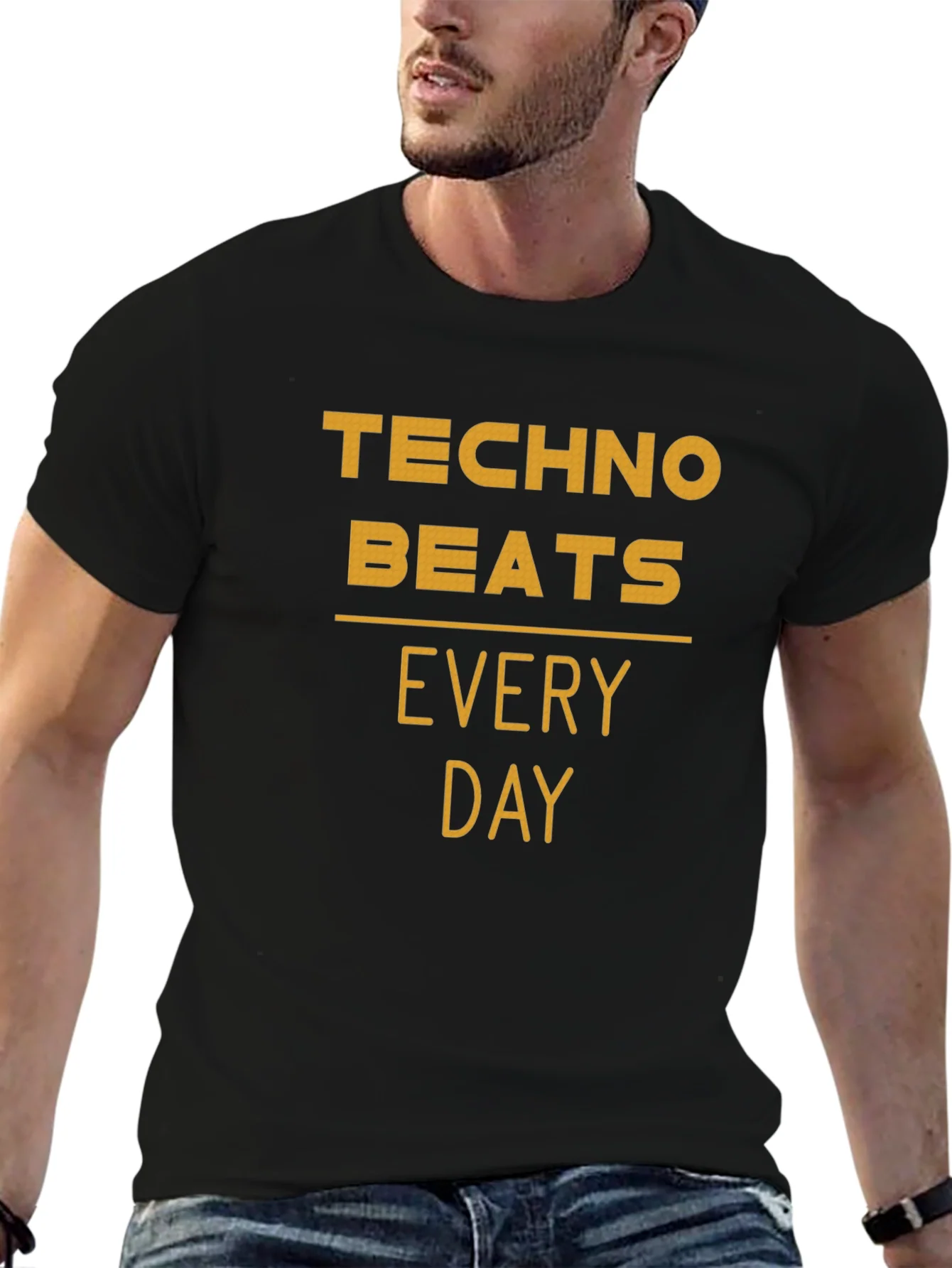 Camiseta Negra Techno Beats Every Day