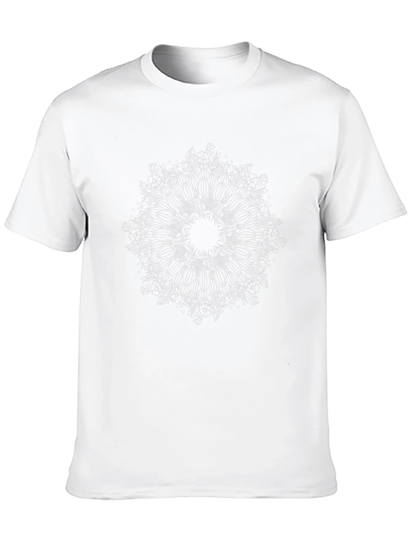 Camiseta Negra con Mandala Floral Blanca