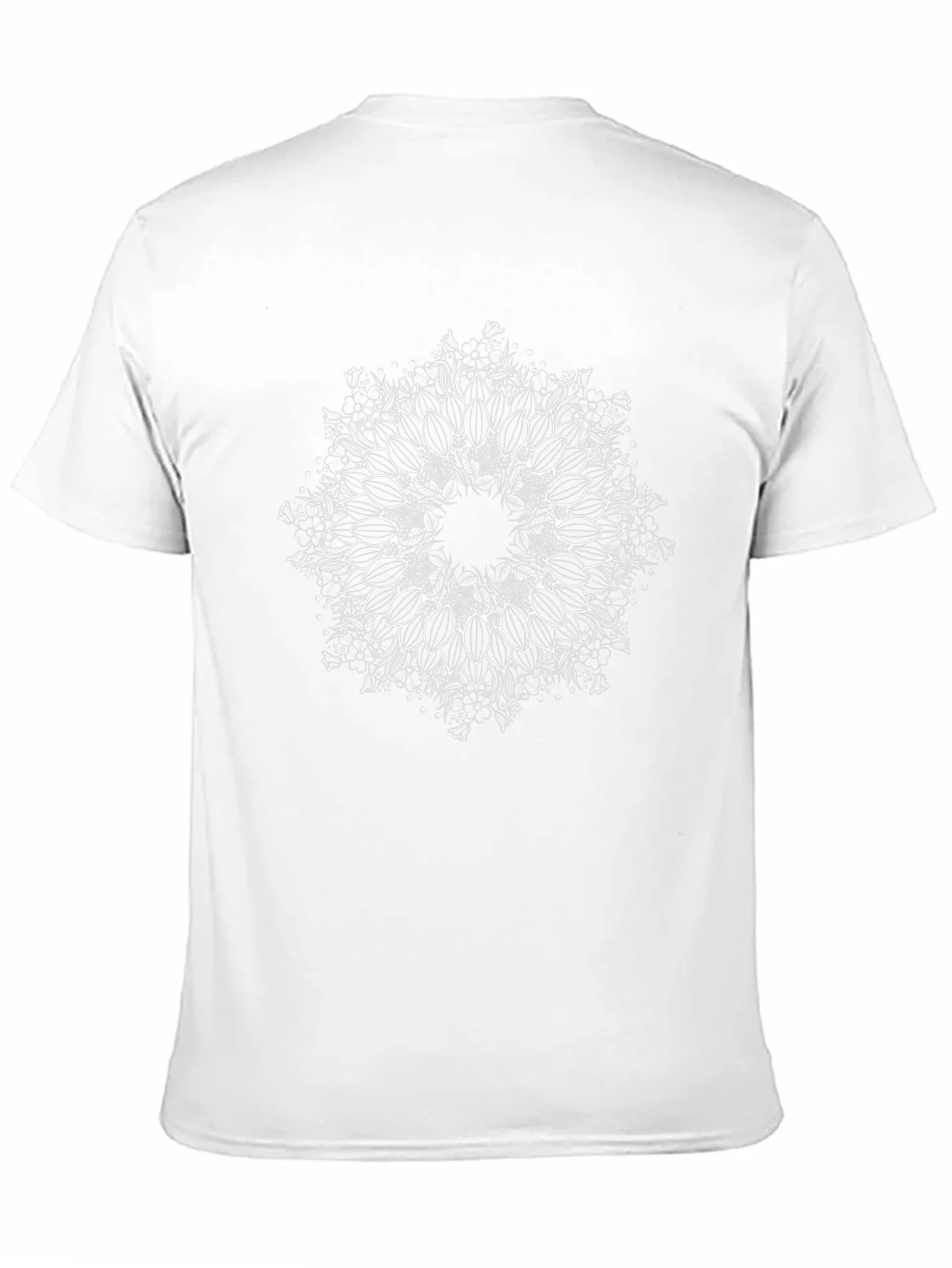 Camiseta Negra con Mandala Floral Blanca