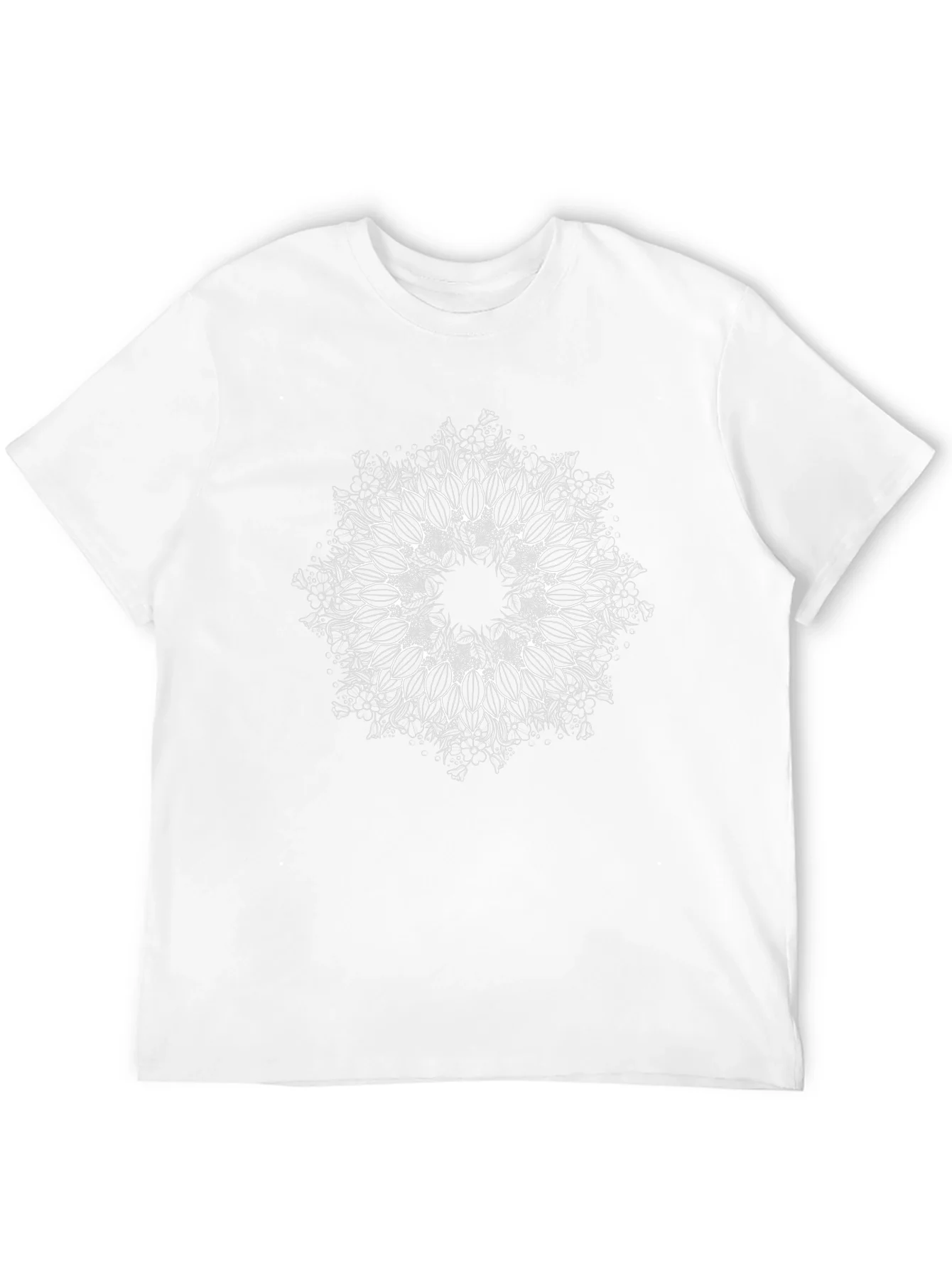 Camiseta Negra con Mandala Floral Blanca
