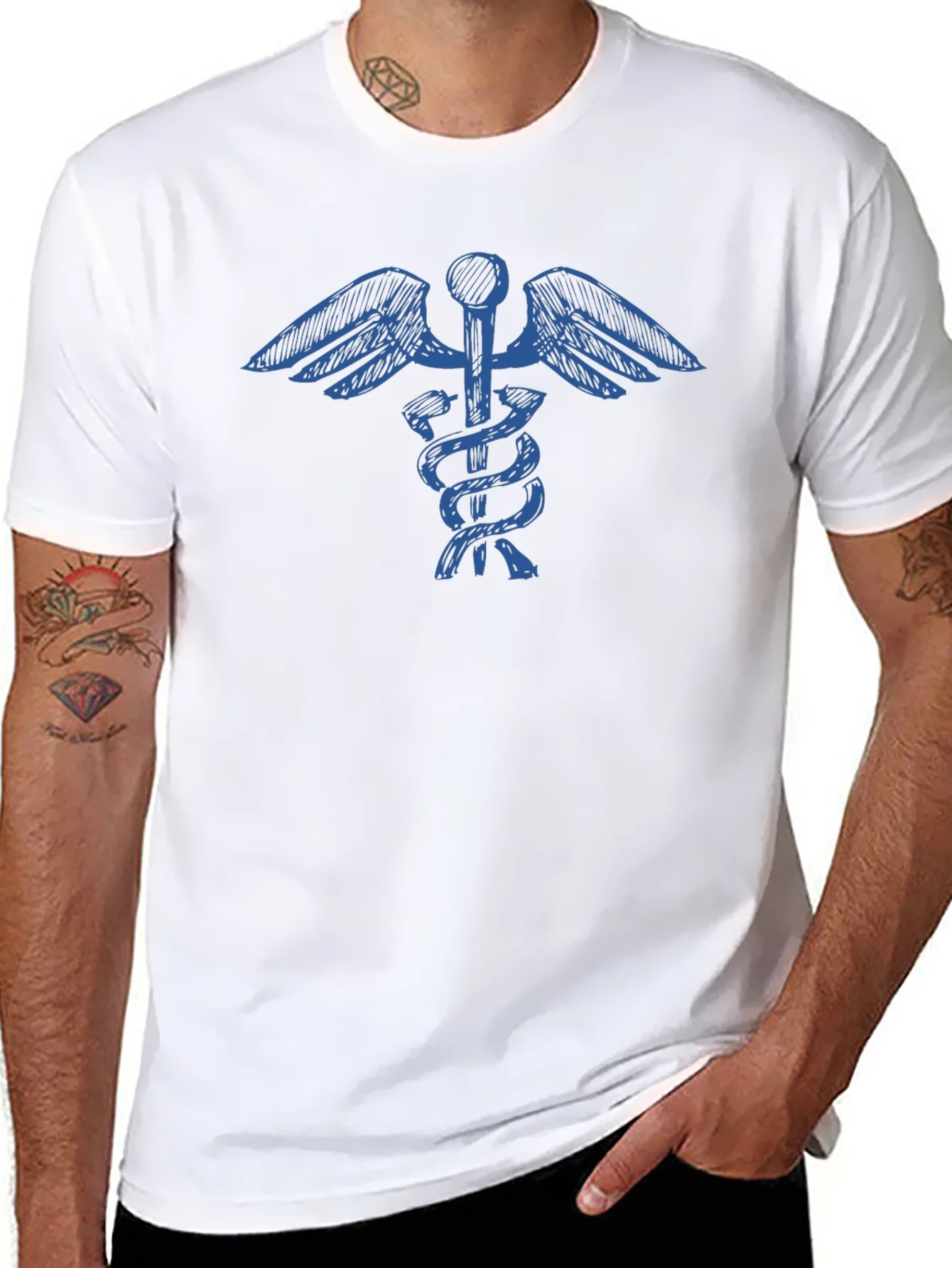 Rebbecca Caduceus T-Shirt - Medical Symbol Tee - Black