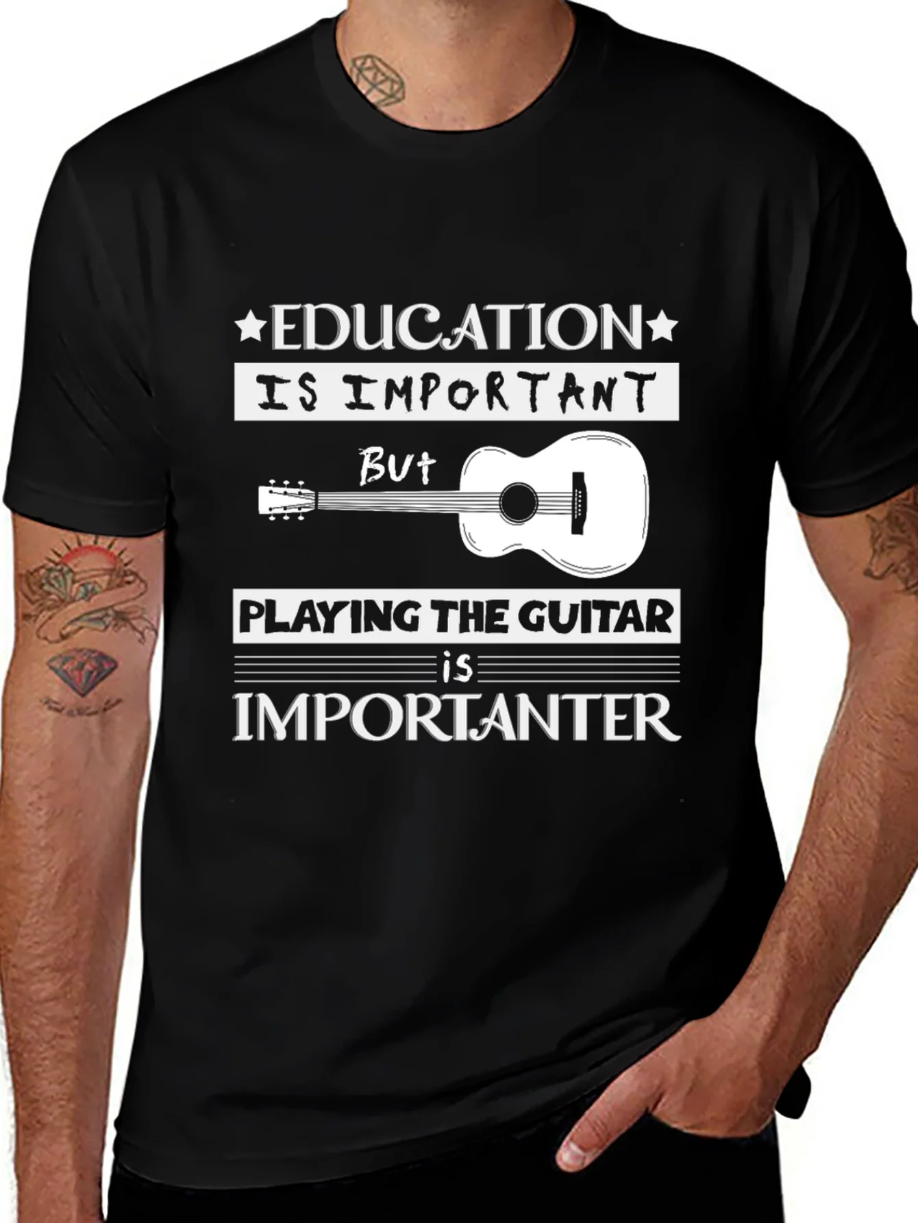 Rebbecca Education vs Guitar T-Shirt: Musicians Tee