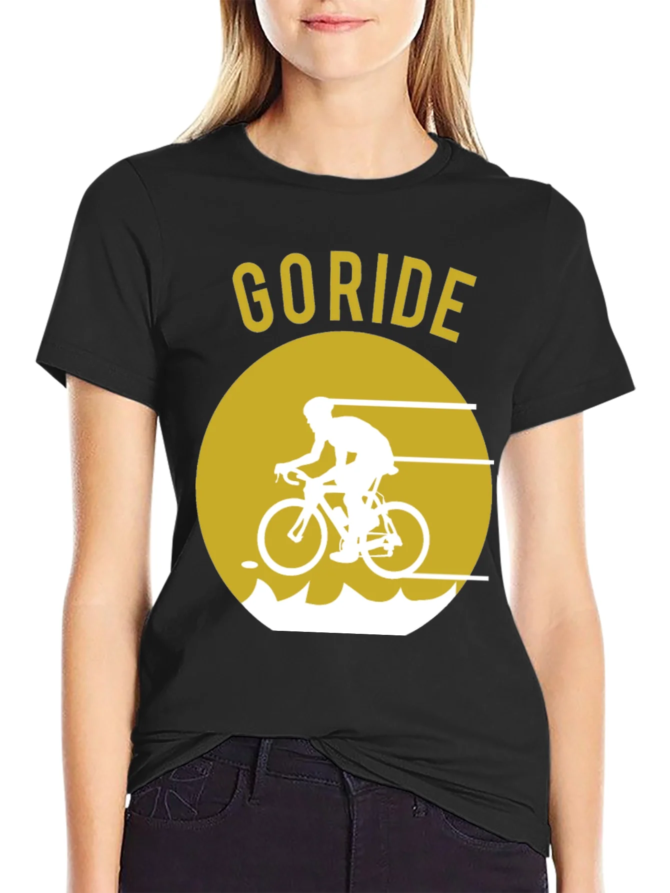 Rebbecca Go Ride Black T-Shirt | Cycling Design