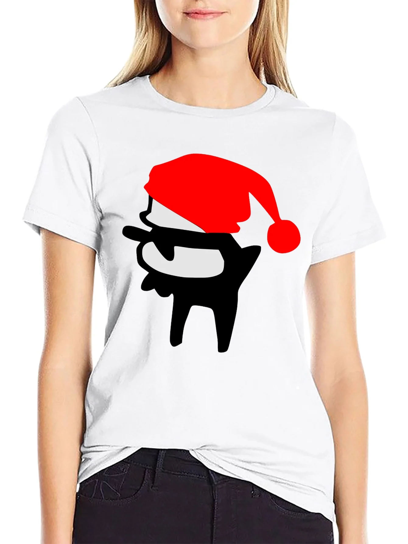 Rebbecca Festive Dab Santa T-Shirt - Black Crew Neck