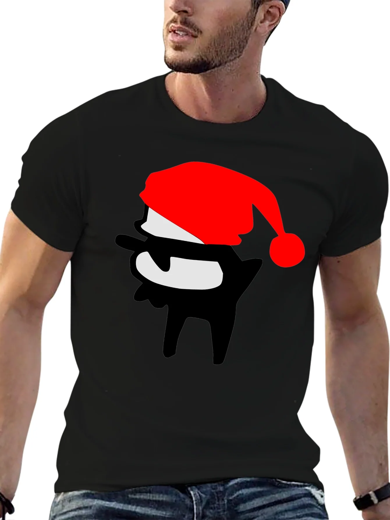 Rebbecca Festive Dab Santa T-Shirt - Black Crew Neck