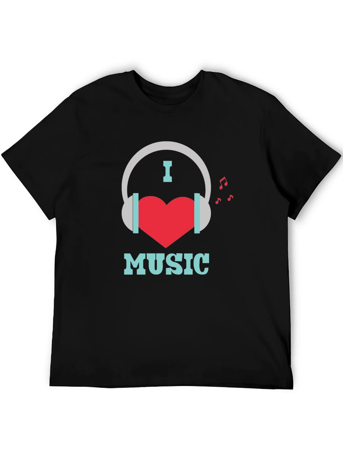 Rebbecca I Heart Music Graphic Print Black T-Shirt