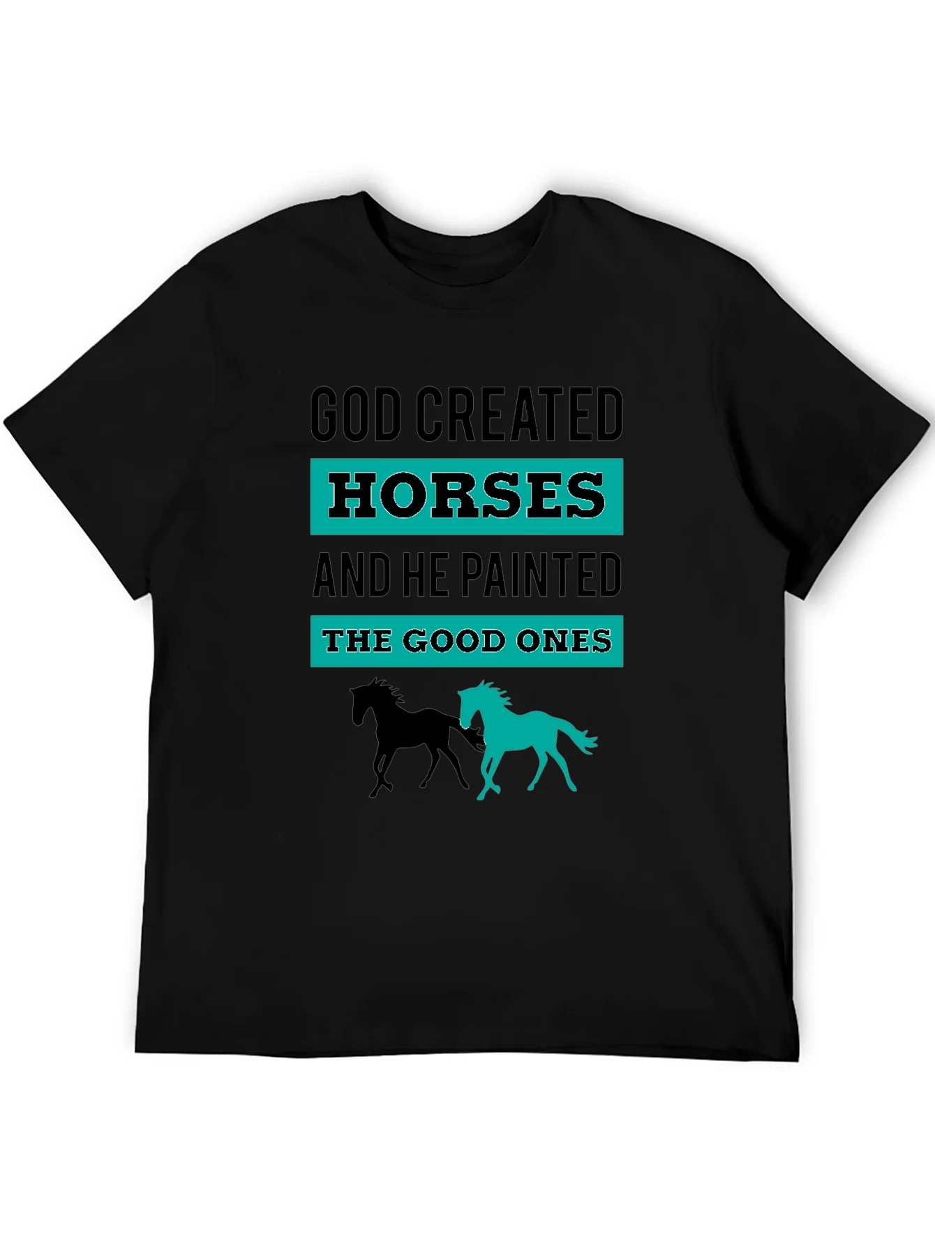 Camiseta Negra Dios Cre¨® Caballos