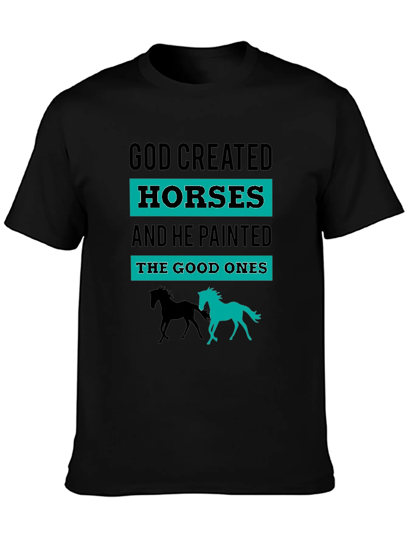 Camiseta Negra Dios Cre¨® Caballos