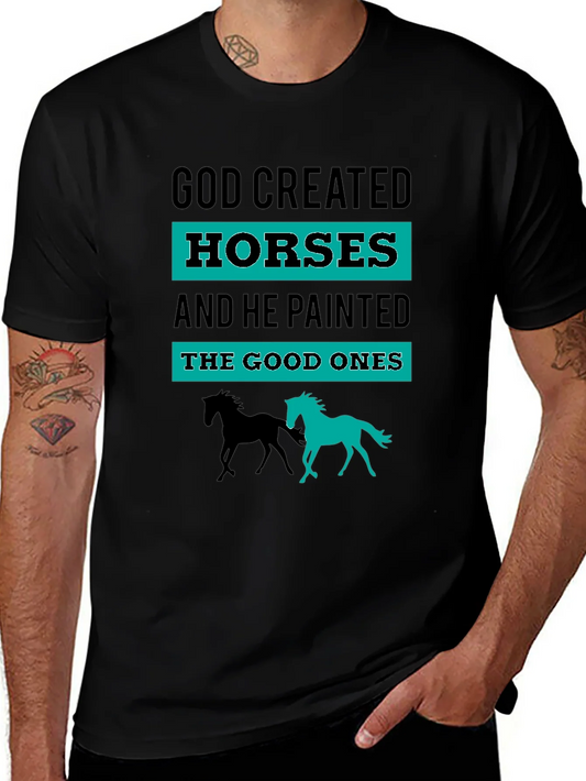 Camiseta Negra Dios Cre¨® Caballos