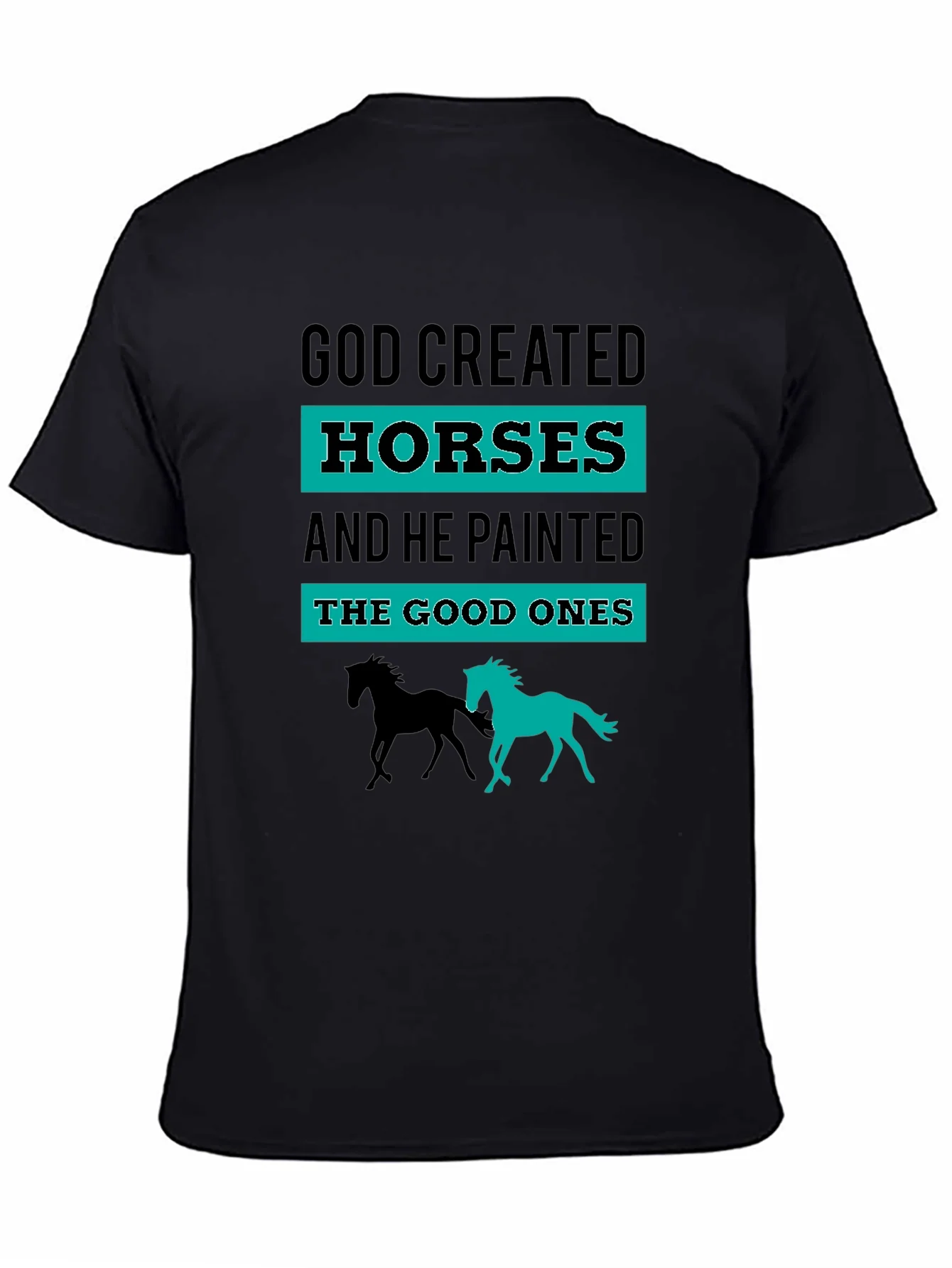 Camiseta Negra Dios Cre¨® Caballos