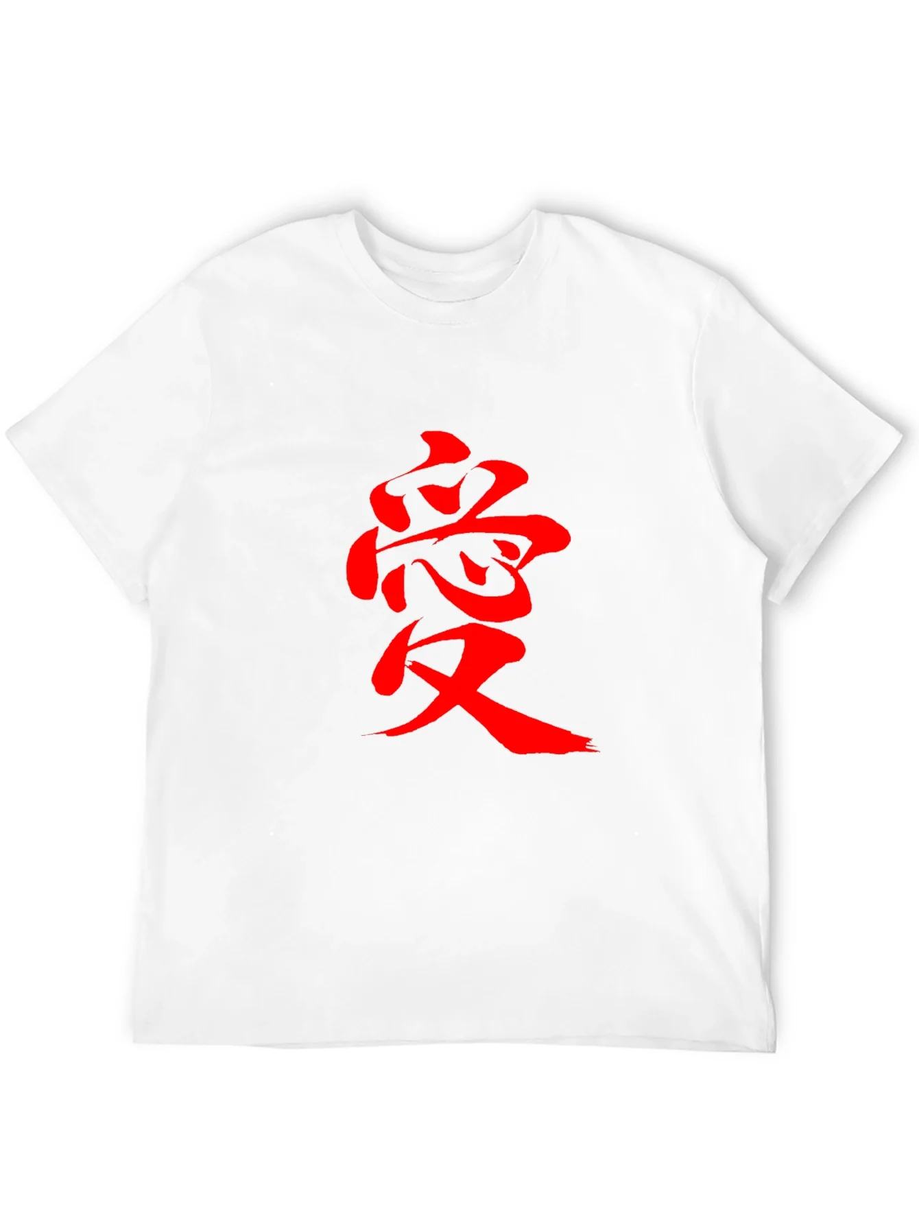 Camiseta Negra con Estampado Rojo Amor Estilo Japon¨¦s