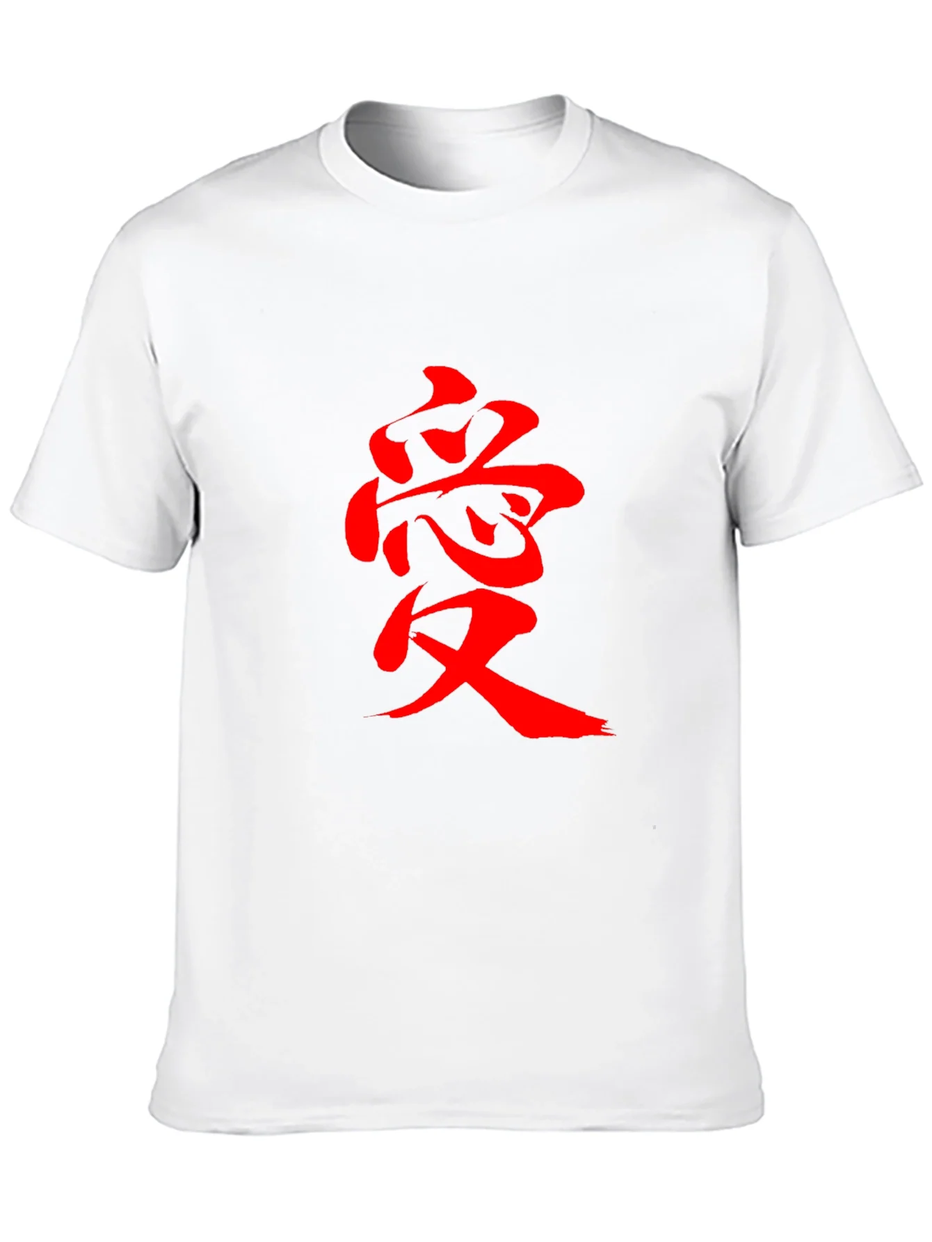 Camiseta Negra con Estampado Rojo Amor Estilo Japon¨¦s