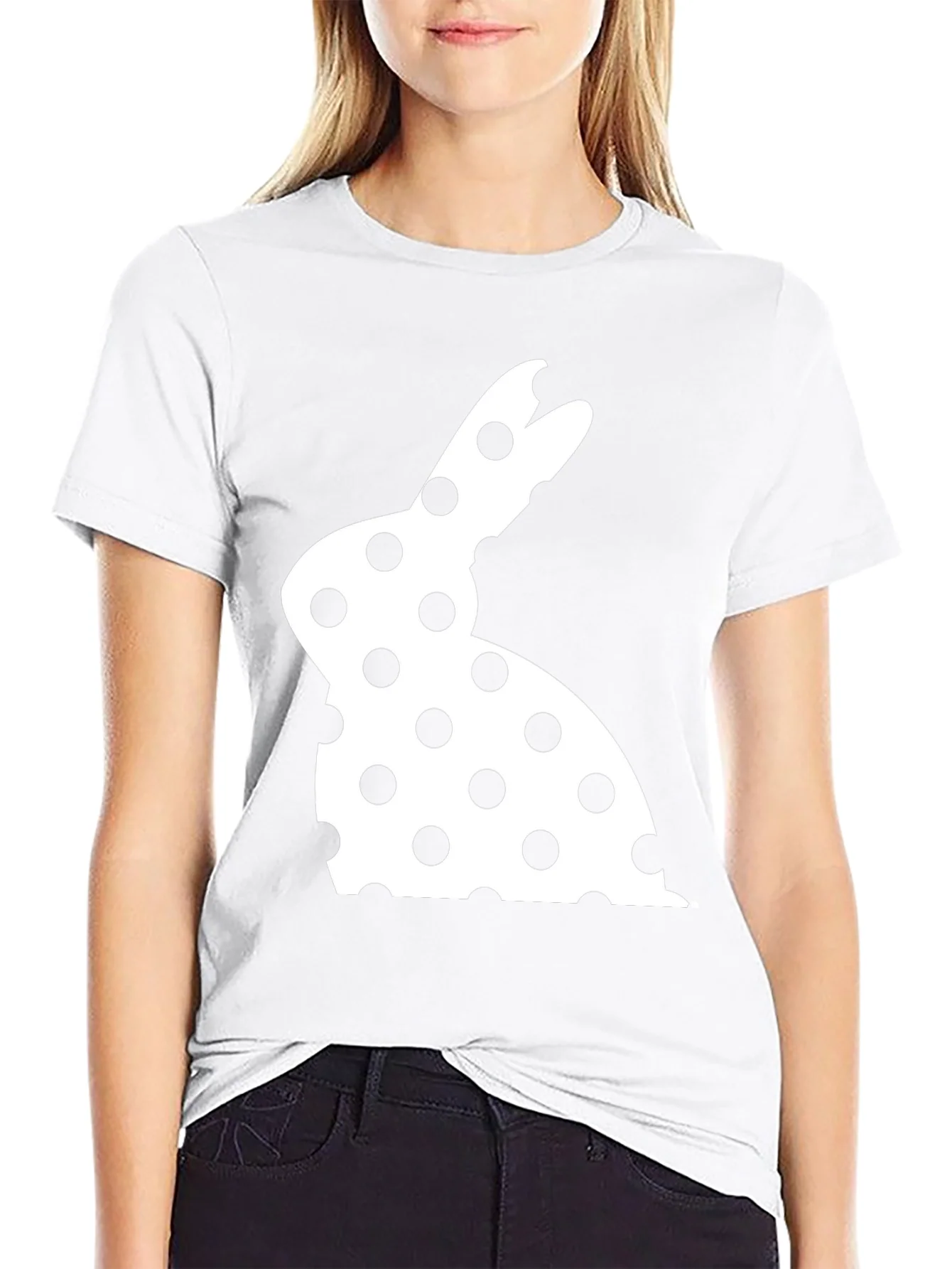 Camiseta Negra con Conejo de Lunares