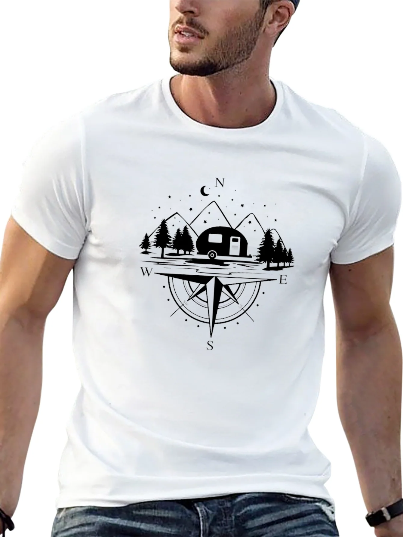 Rebbecca Camping Compass Black T-Shirt