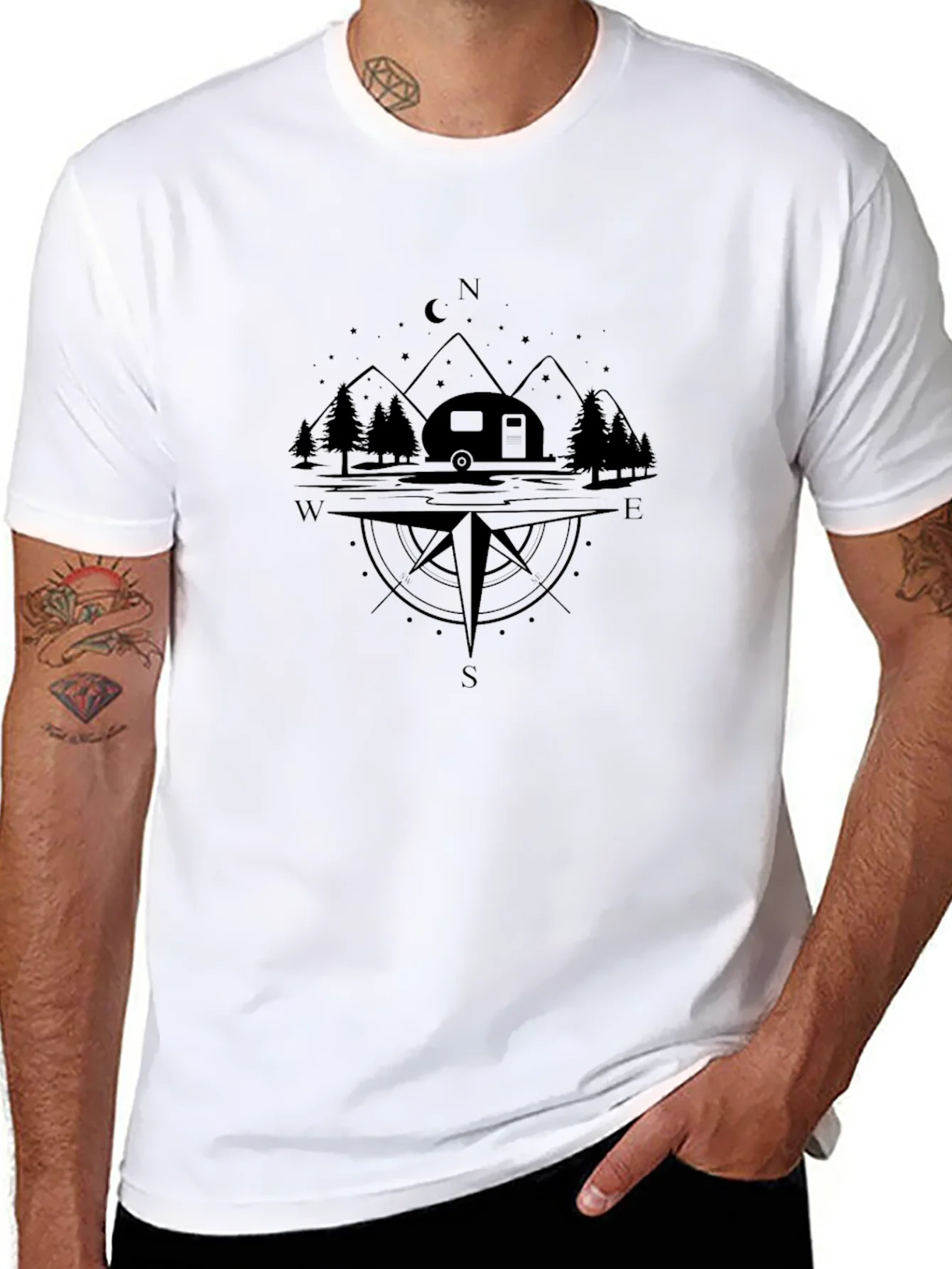 Rebbecca Camping Compass Black T-Shirt