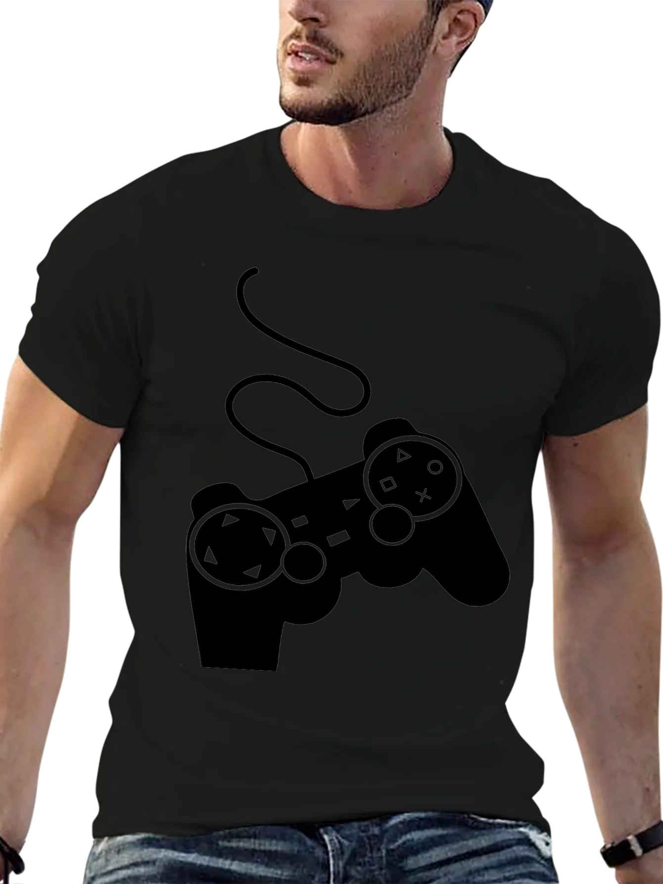 Camiseta Negra Gamer con Dise?o de Mando