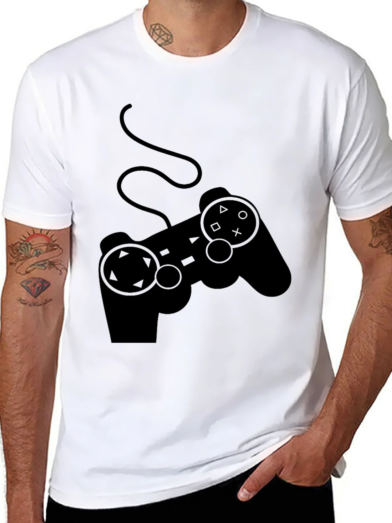 Camiseta Negra Gamer con Dise?o de Mando