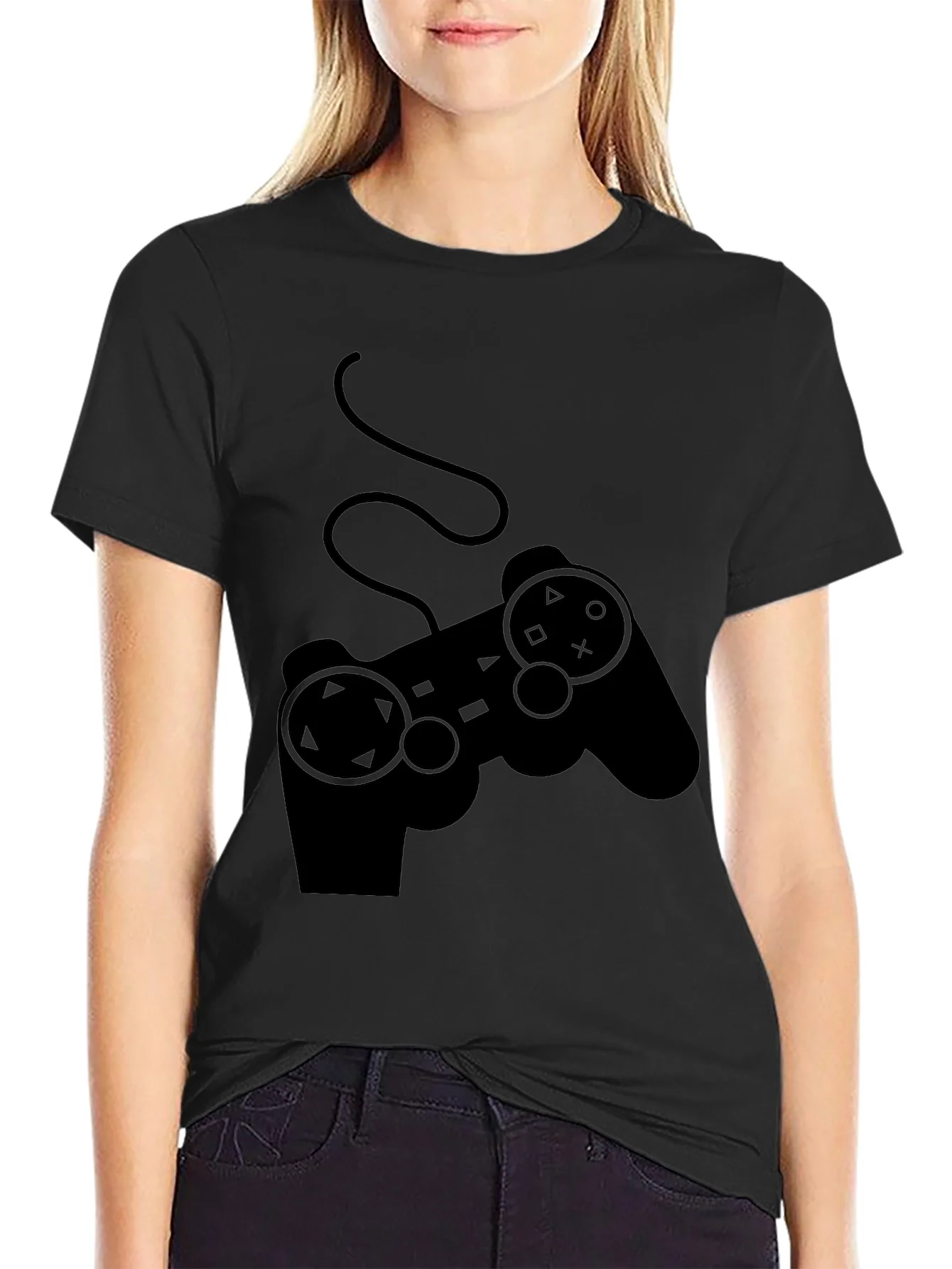 Camiseta Negra Gamer con Dise?o de Mando