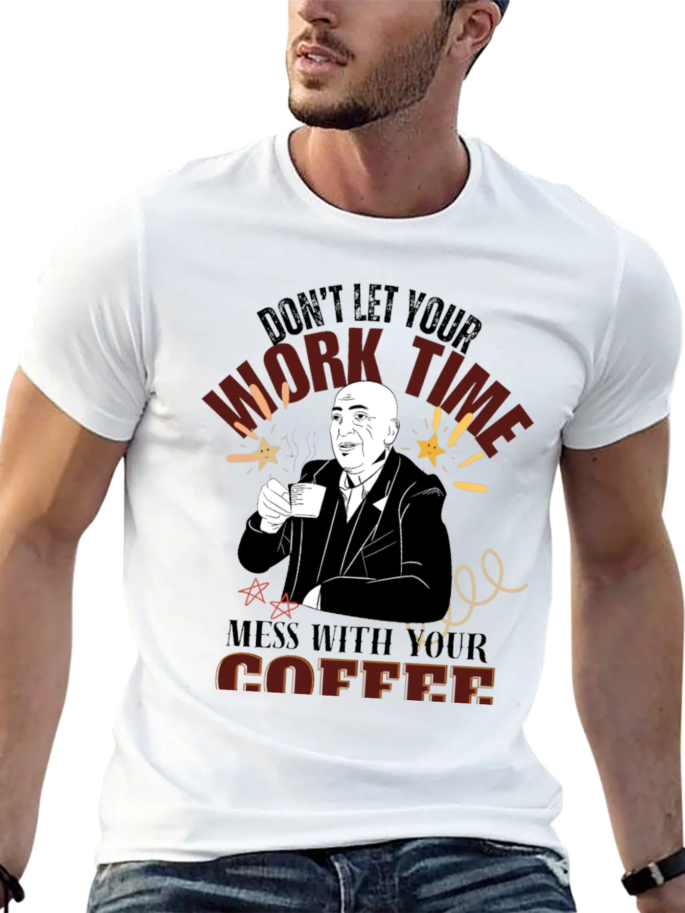 Camiseta Negra con Dise?o Divertido de Caf¨¦