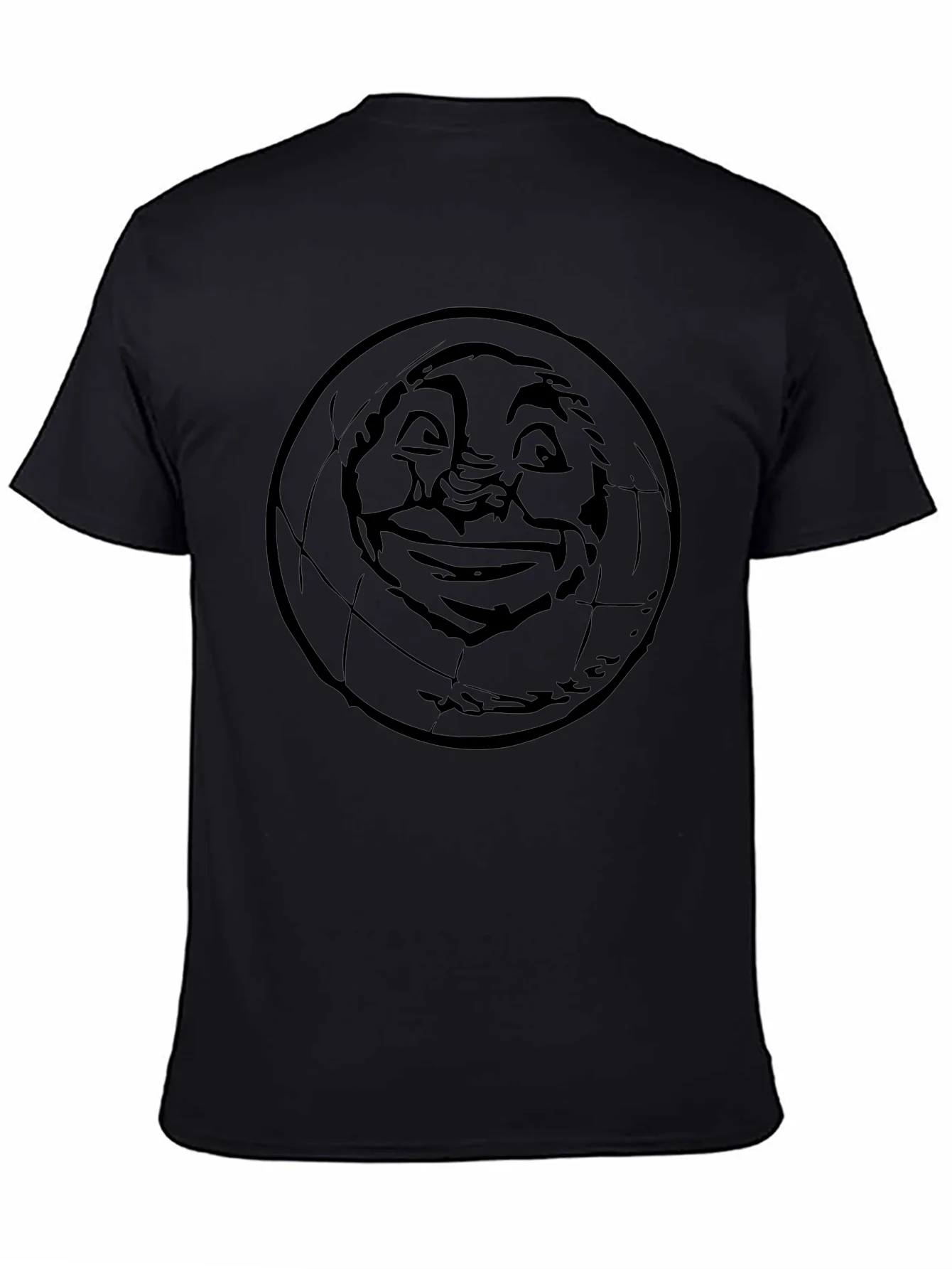 Camiseta Negra con Dise?o de Mundo Sonriente